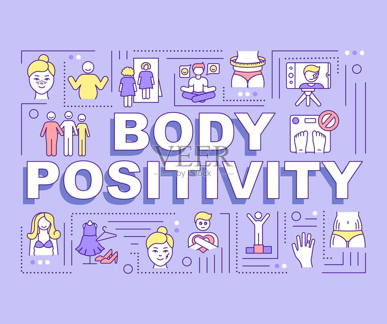 身体正面词概念横幅设计元素图片