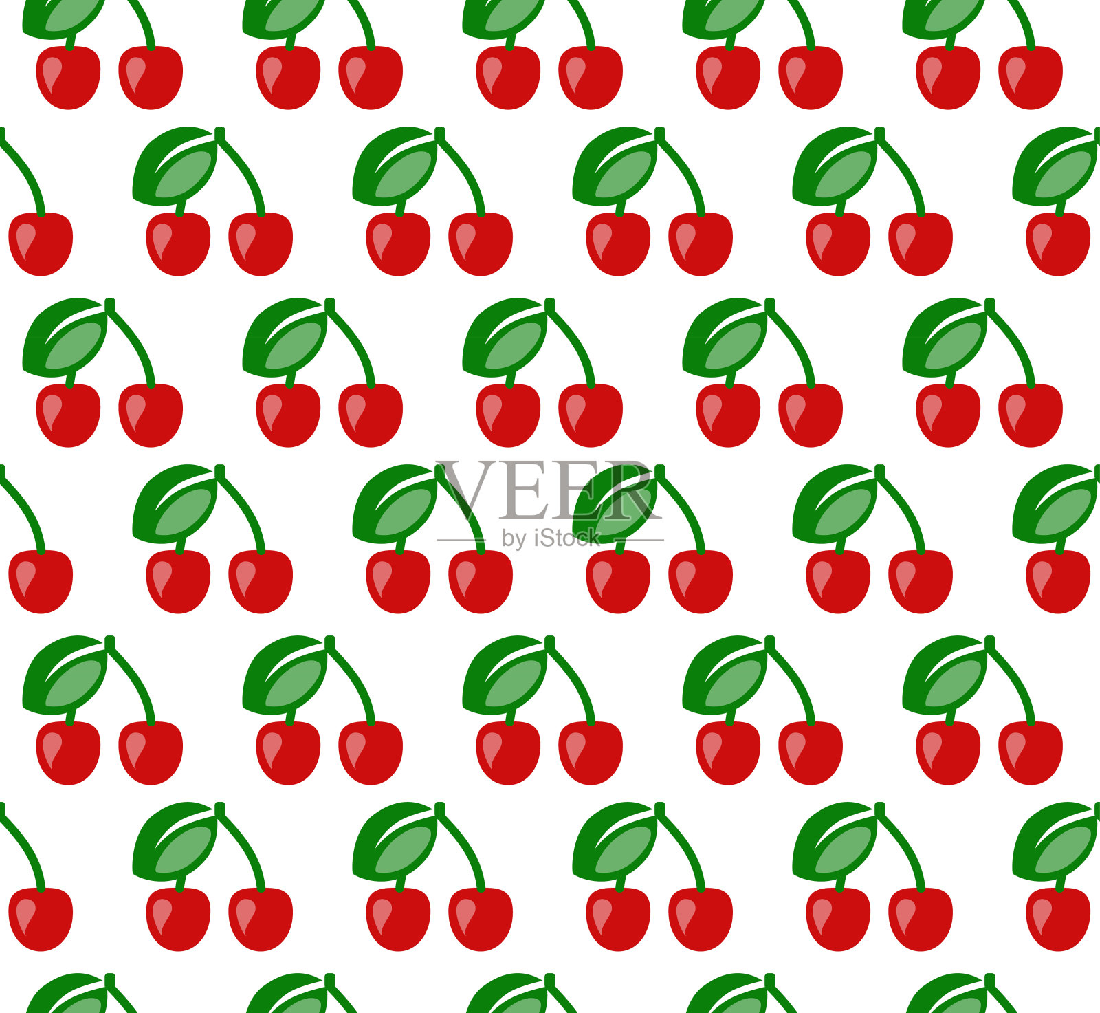 樱桃图案的背景。绿叶的甘甜樱桃。插画图片素材