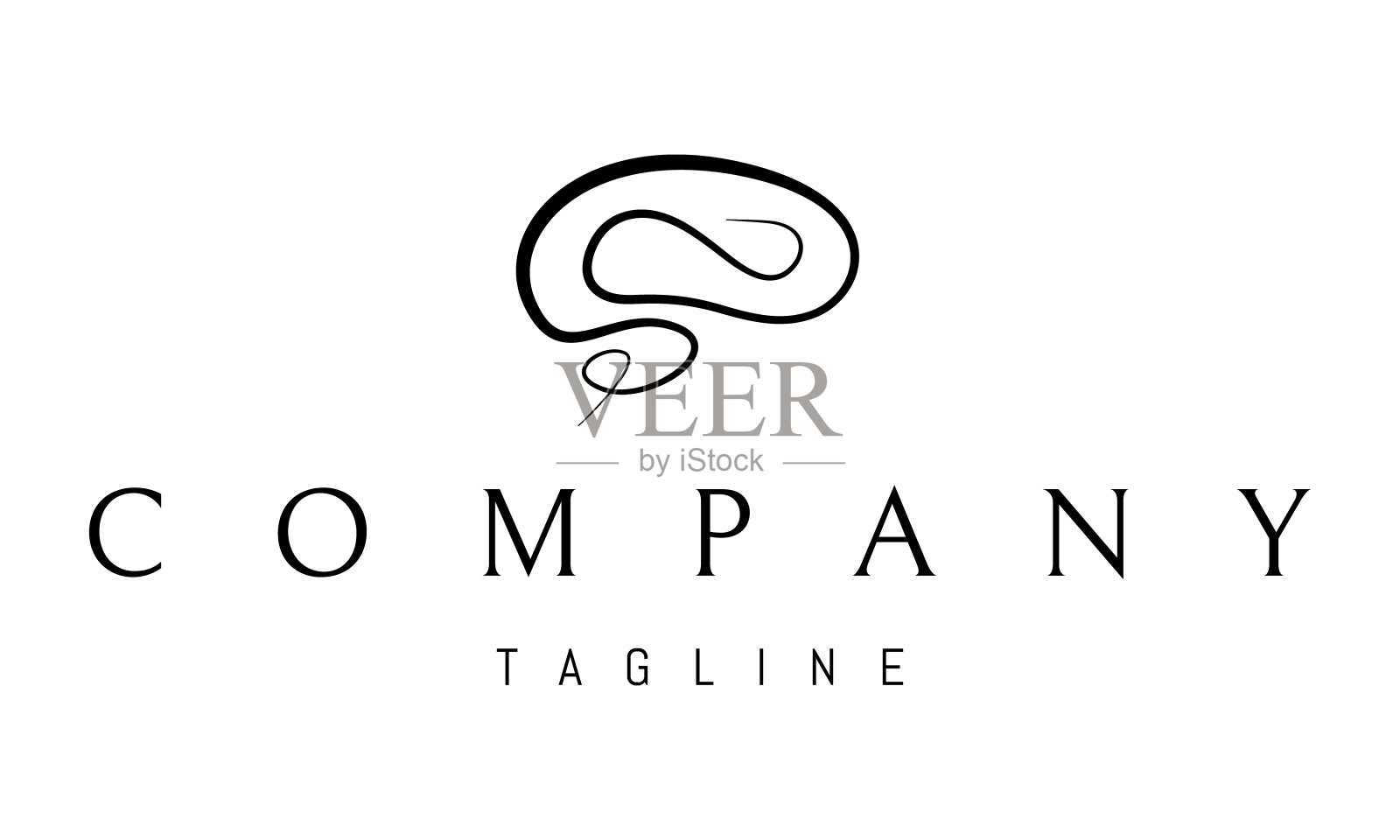 向量标志上由一幅抽象的大脑图像组成的一条线。插画图片素材