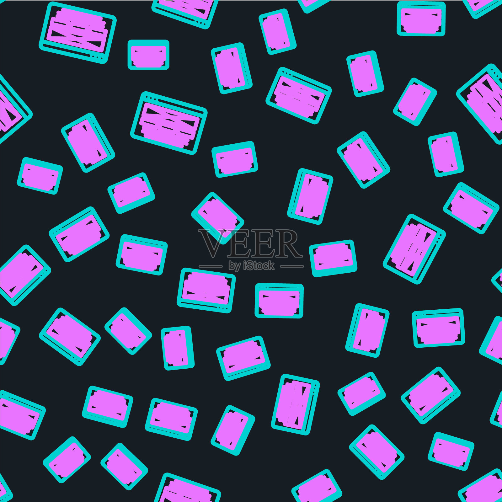 线条UI或UX设计图标隔离无缝模式上的黑色背景。向量插画图片素材