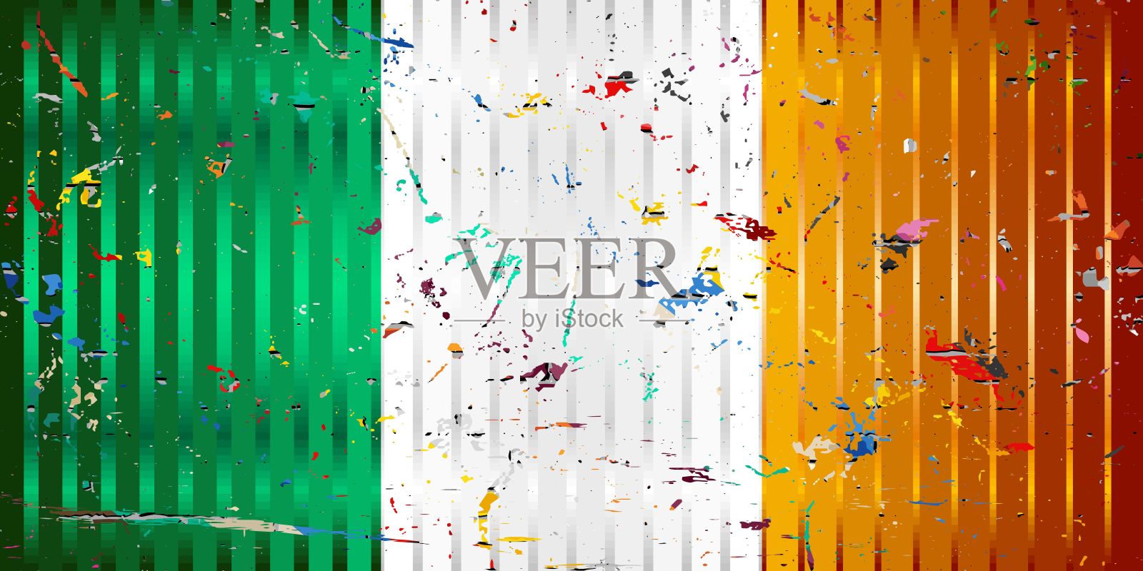 带有色斑的爱尔兰国旗插画图片素材