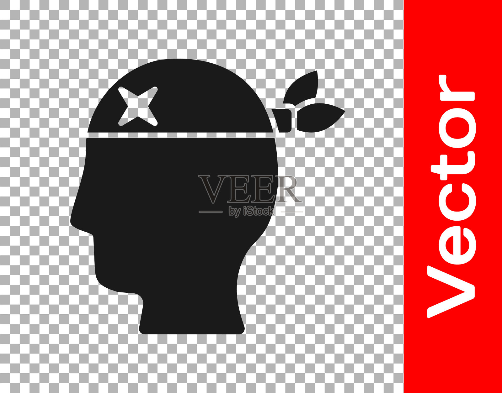 黑色海盗船长图标孤立在透明的背景上。向量插画图片素材