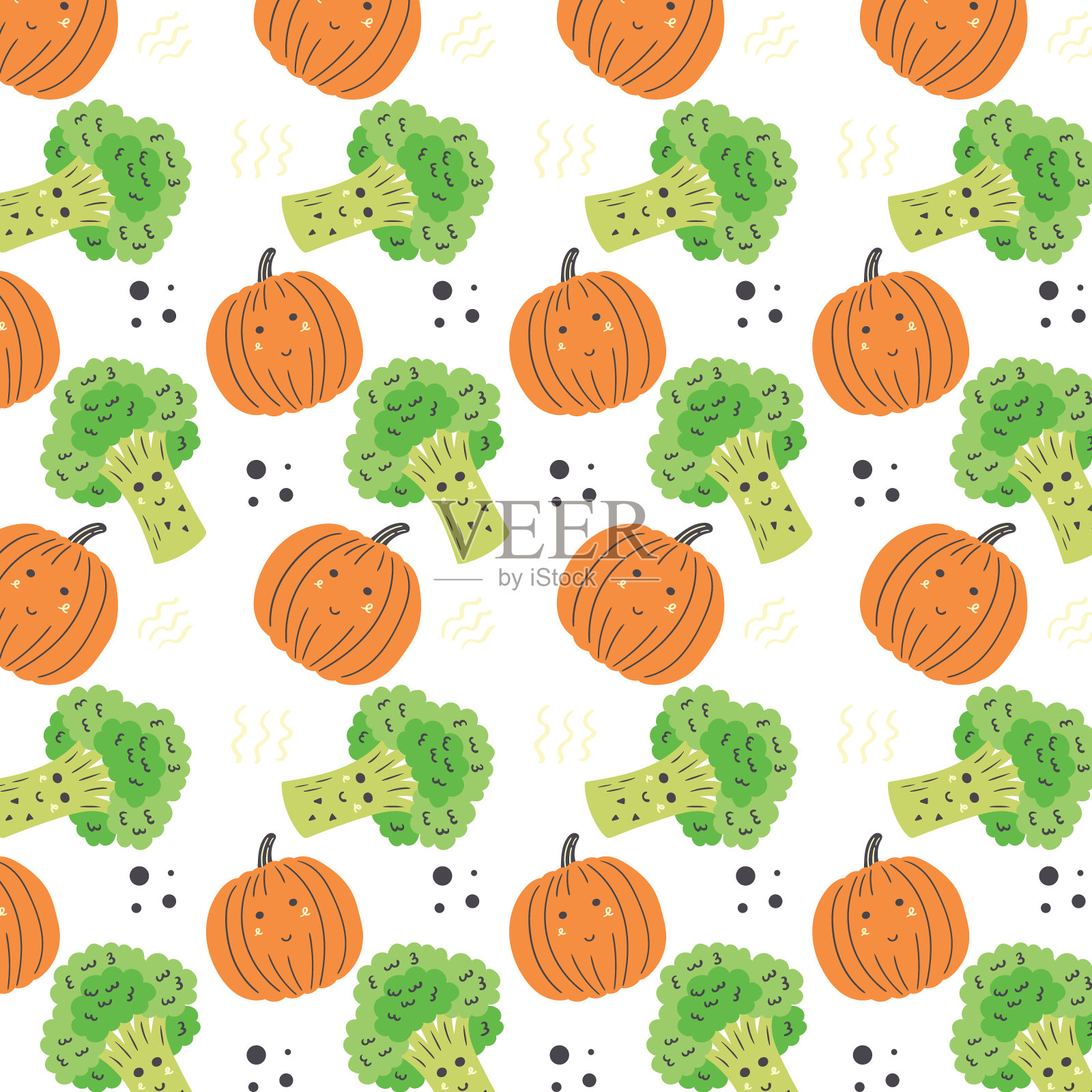 西兰花南瓜图案插画图片素材