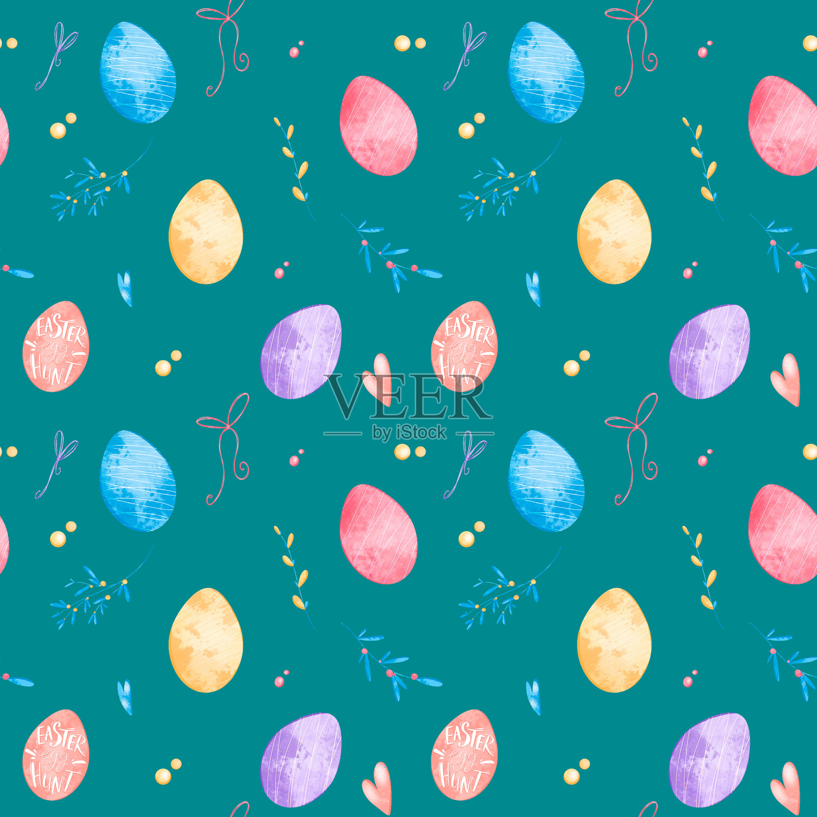 复活节快乐可爱的纹理数字艺术插画图片素材