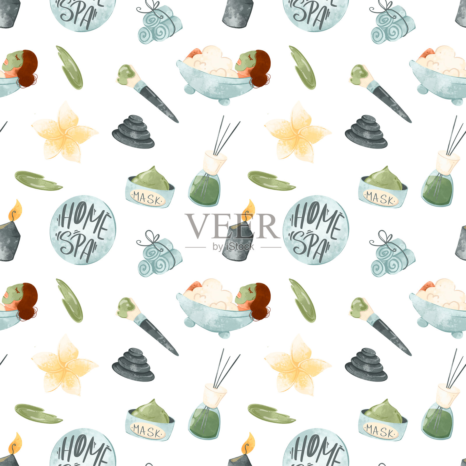 家庭spa元素插画图片素材