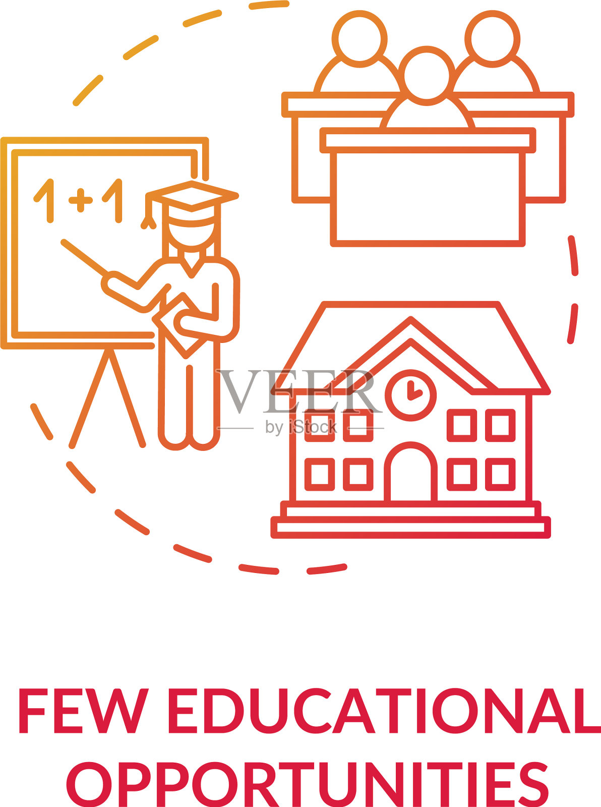很少教育机会红色概念图标插画图片素材