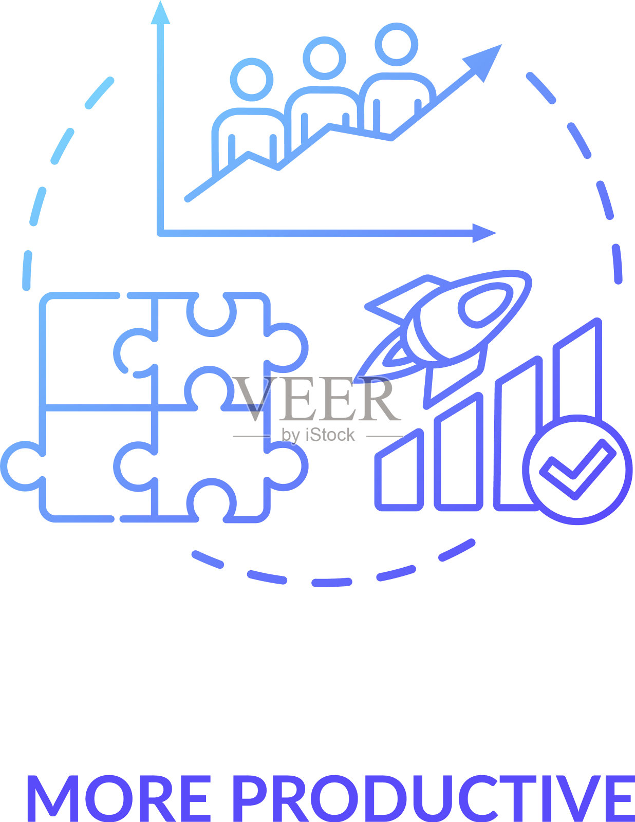 更高效的蓝色渐变概念图标插画图片素材