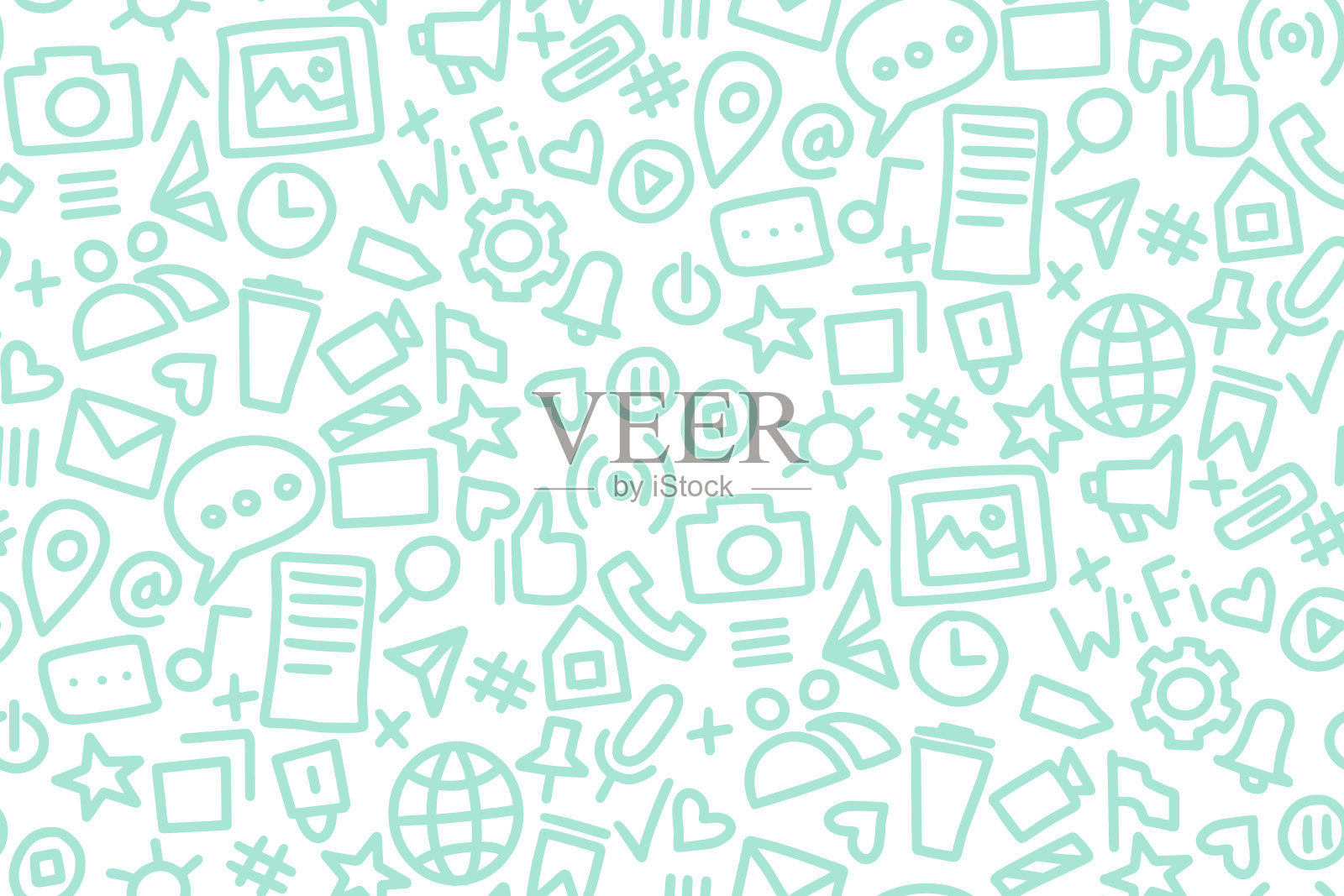 社交网络无缝图案涂鸦风格插画图片素材