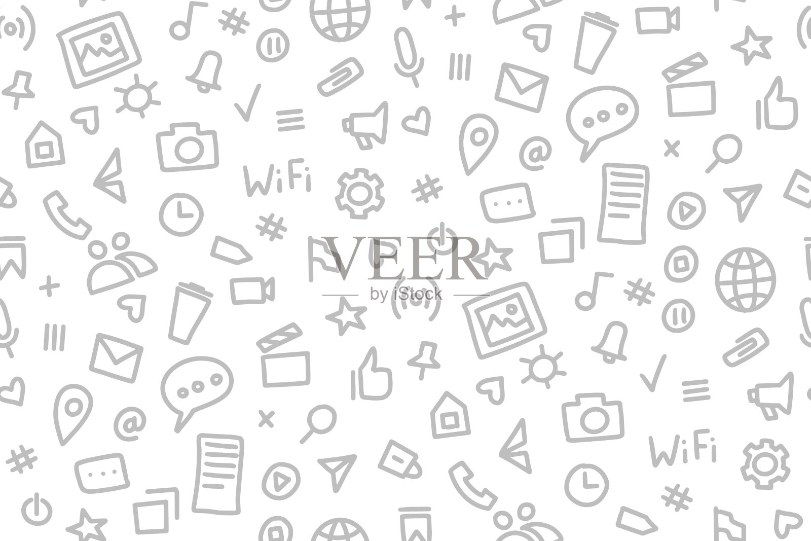 社交媒体无缝图案涂鸦风格插画图片素材