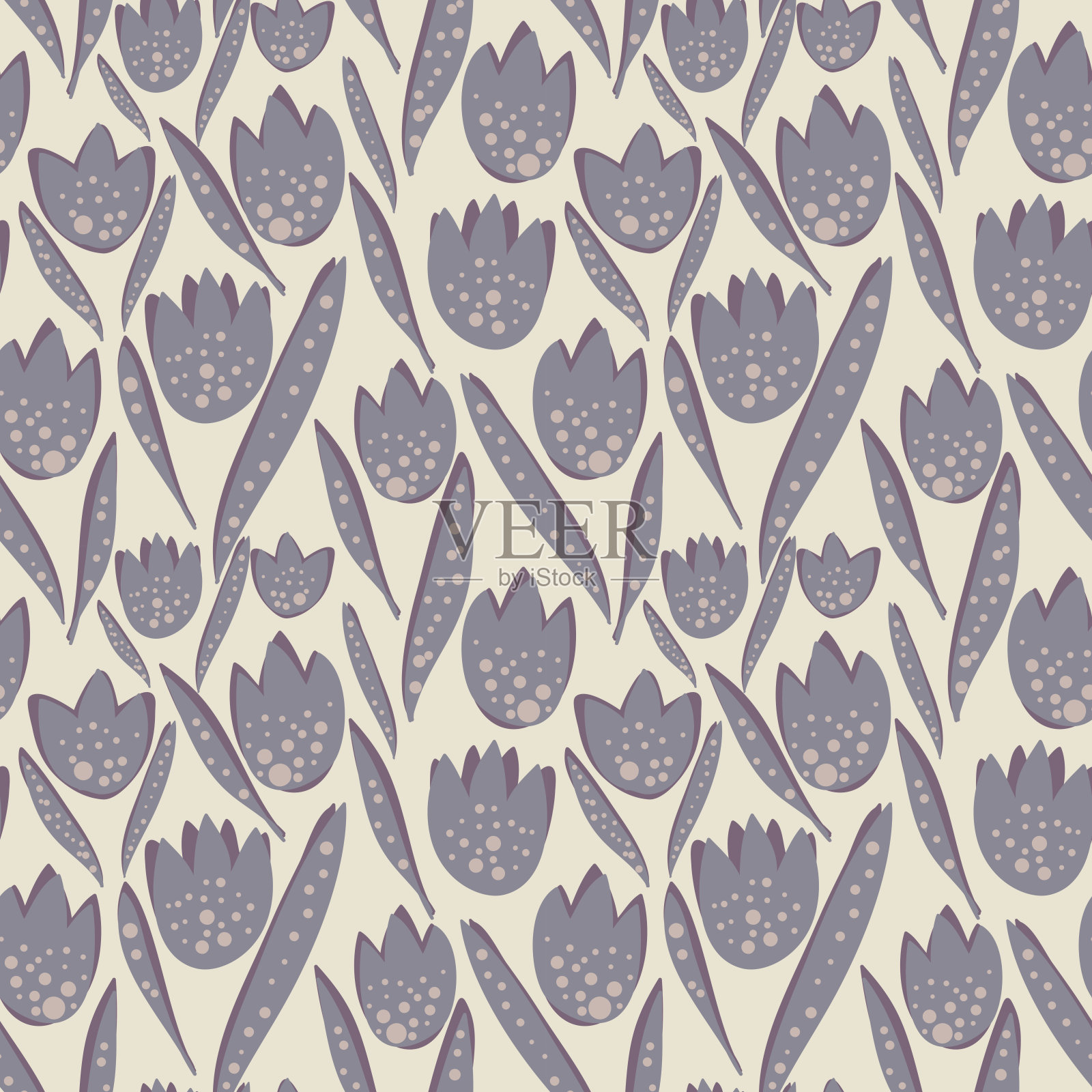无缝花卉图案与郁金香。手绘花背景纸，纺织品和织物插画图片素材