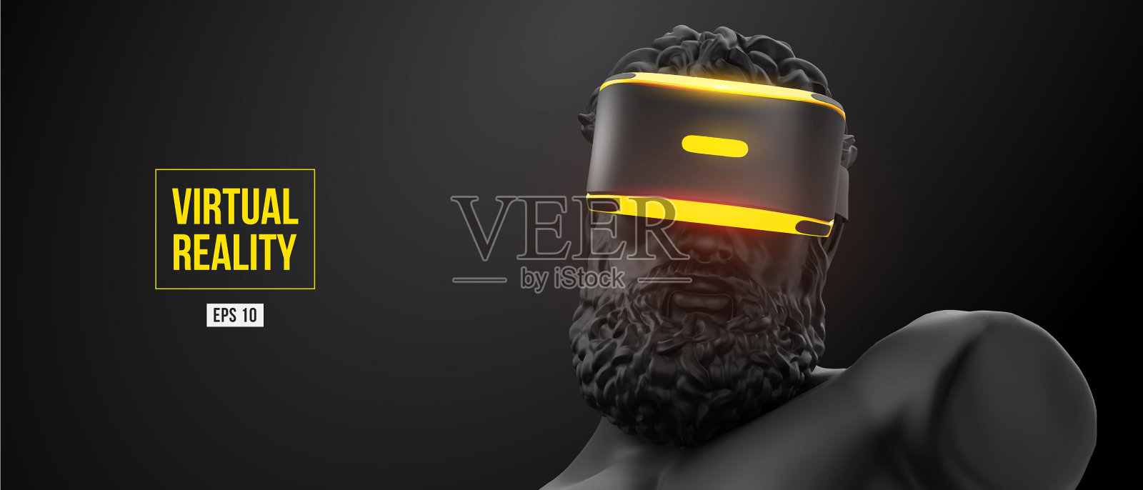 Vr头盔男人戴着虚拟现实眼镜插画图片素材