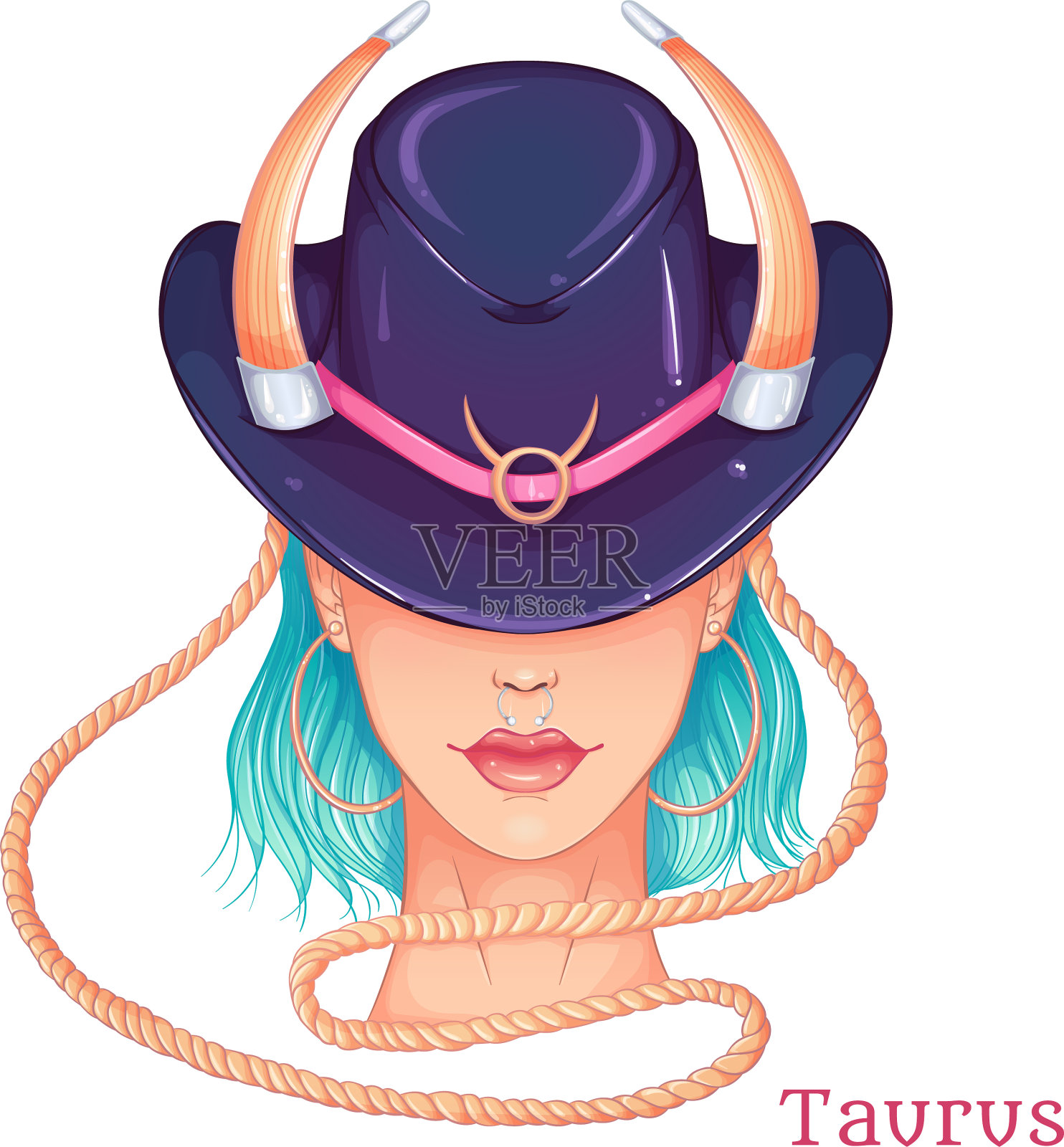 金牛座作为一个女孩孤立在白色的背景设计元素图片