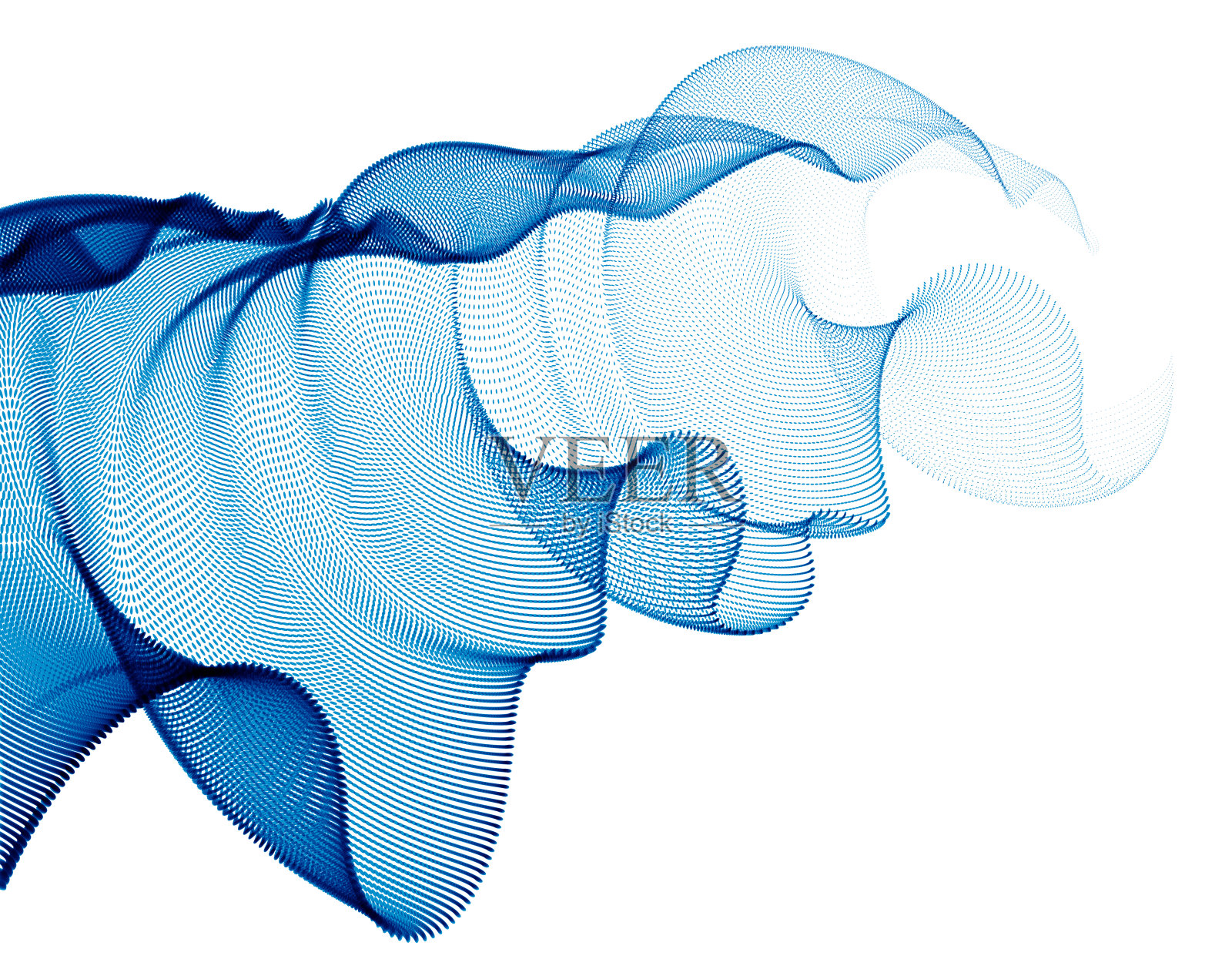 流动的粒子波现代轻松的插画，透明薄纱上的风。圆点矢量抽象背景。美丽的波状排列混合点。插画图片素材