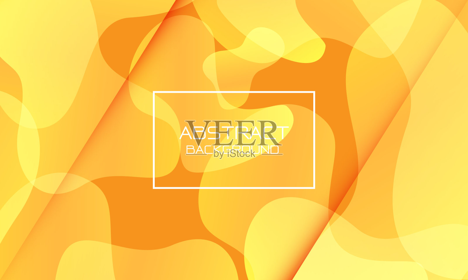 抽象的黄色橙色几何曲线形状，白色框架和文本设计现代未来主义背景矢量插图。插画图片素材