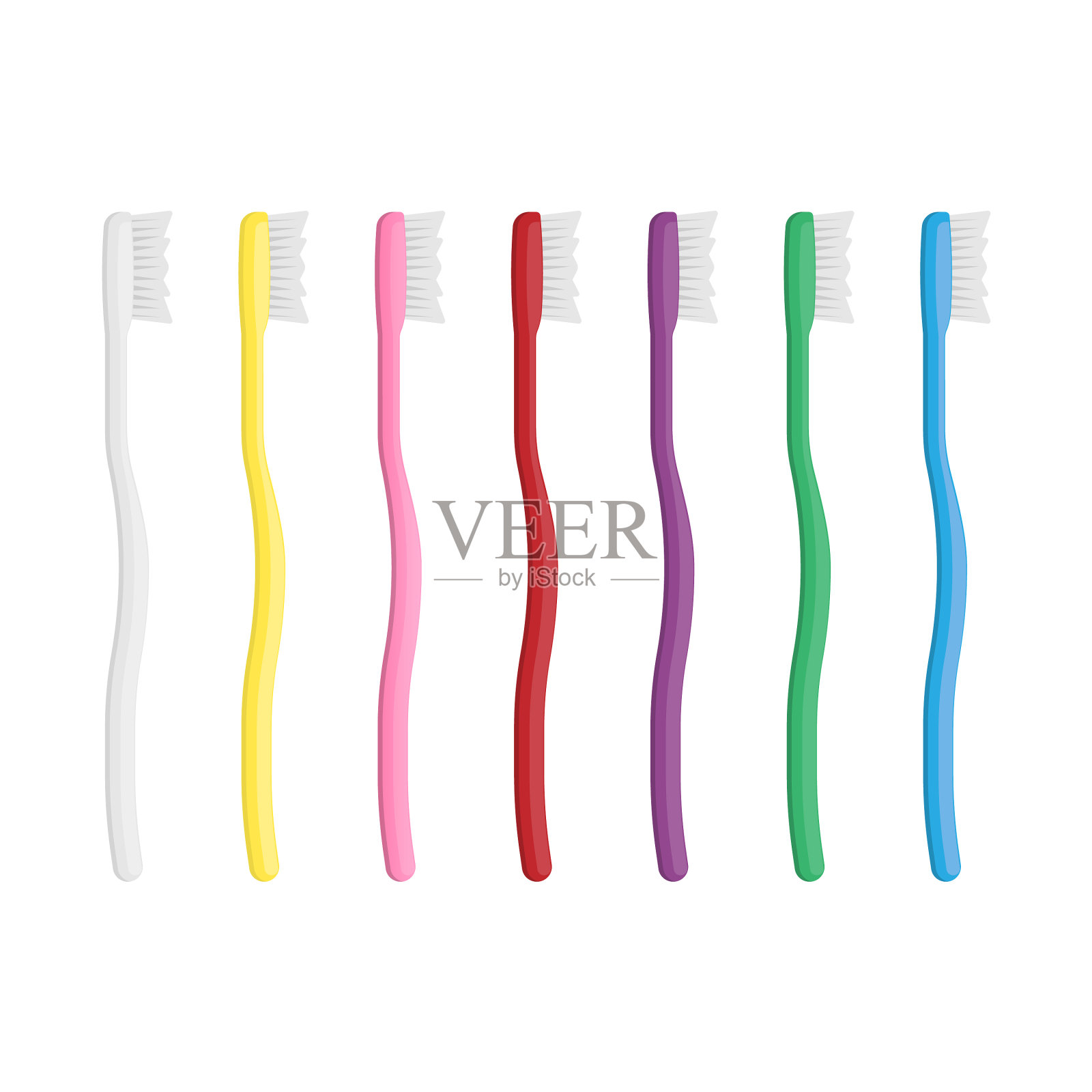 设置牙刷隔离在白色背景插画图片素材