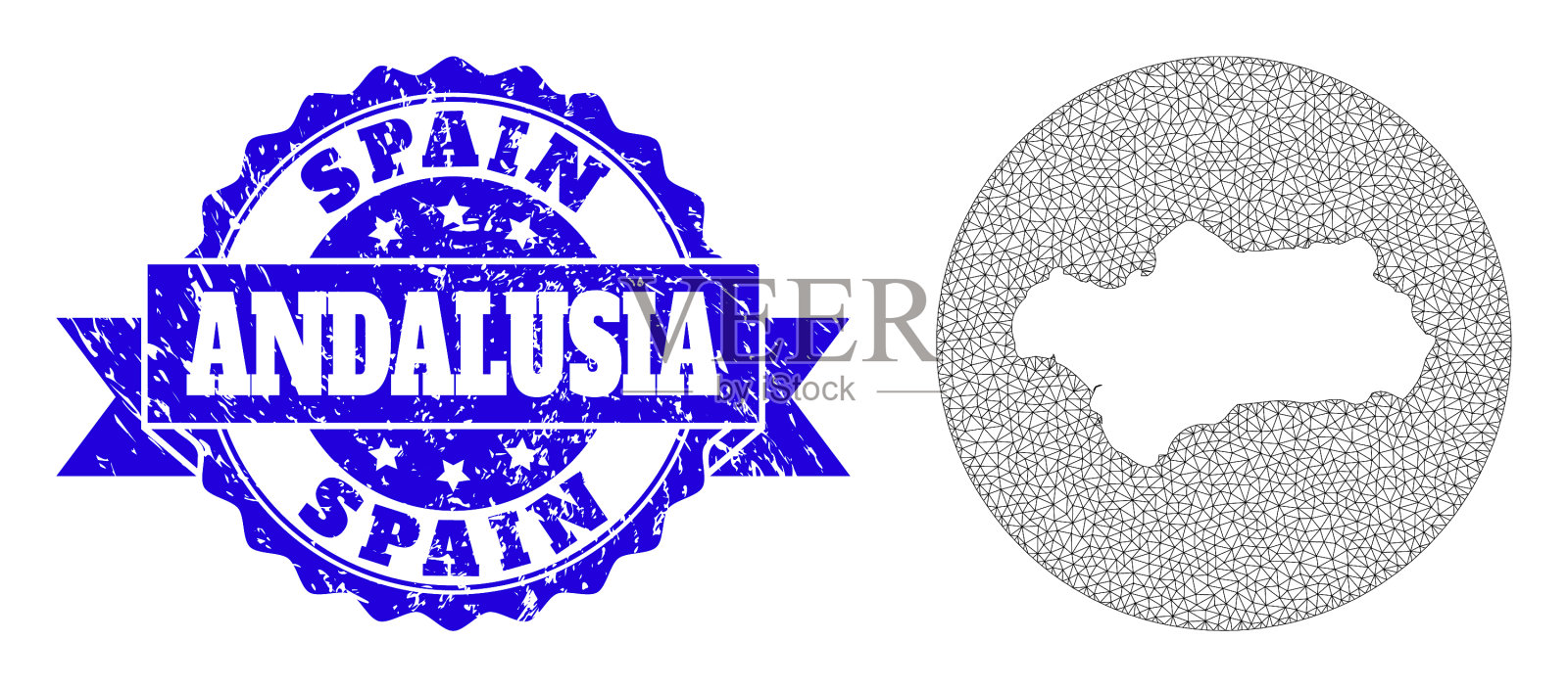 铁丝网网圆模板地图安达卢西亚插画图片素材