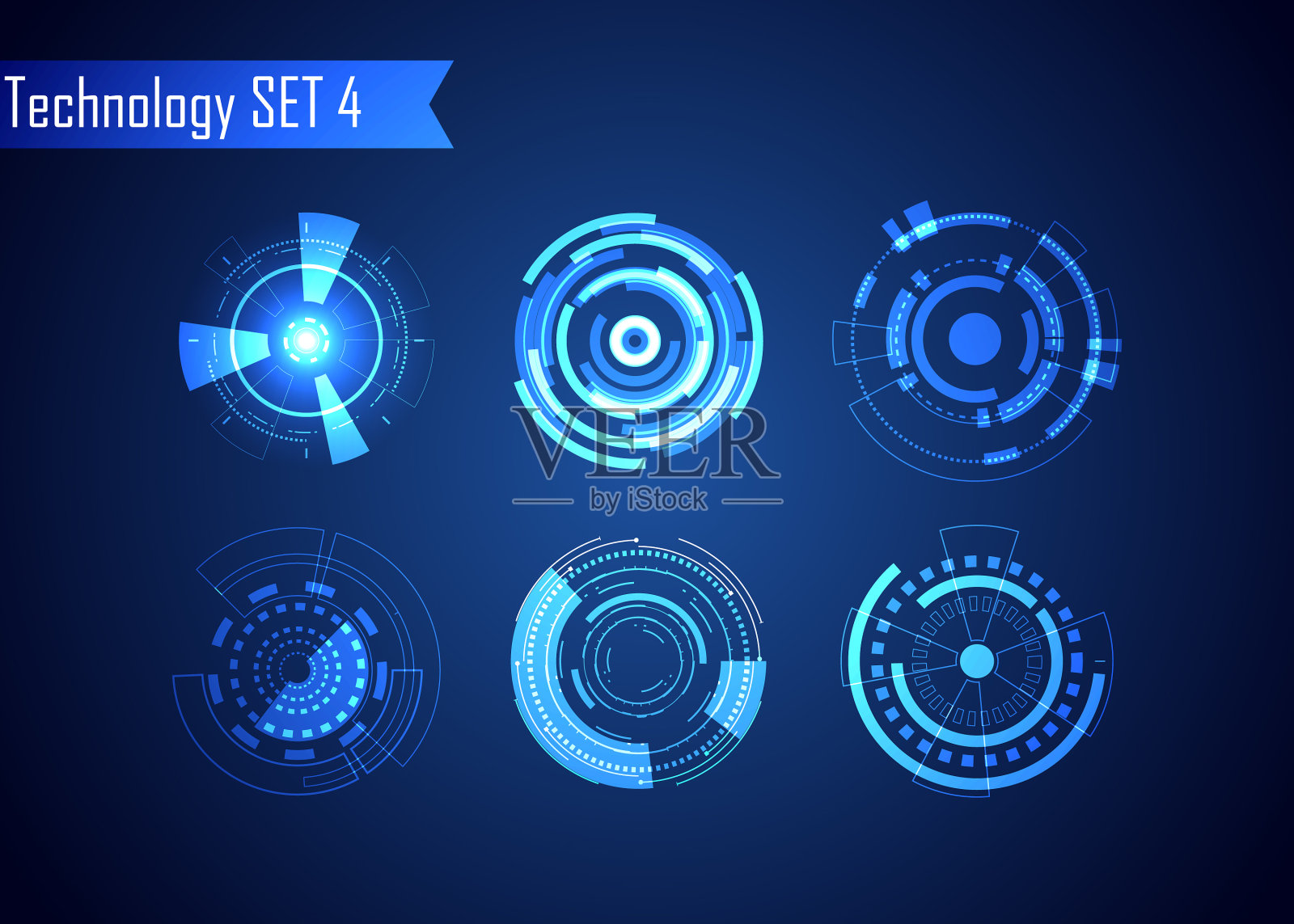 设置圆抽象数字技术UI设计模板素材