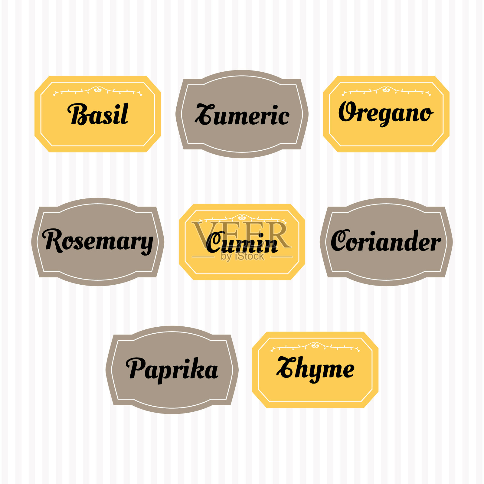 食物储存标签厨房食物标签收集插画图片素材