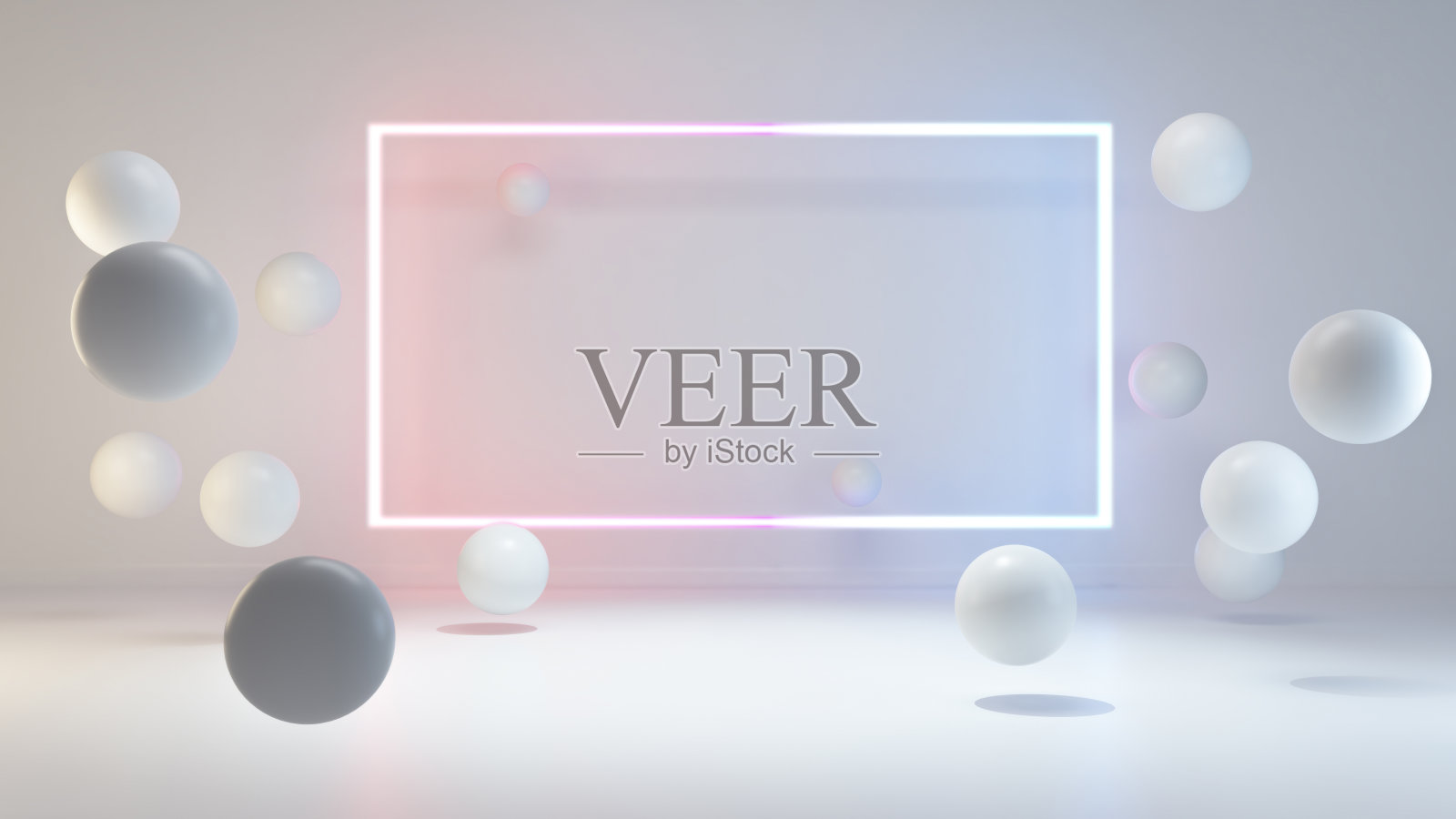 矩形霓虹灯背景产品展示区3D渲染照片摄影图片