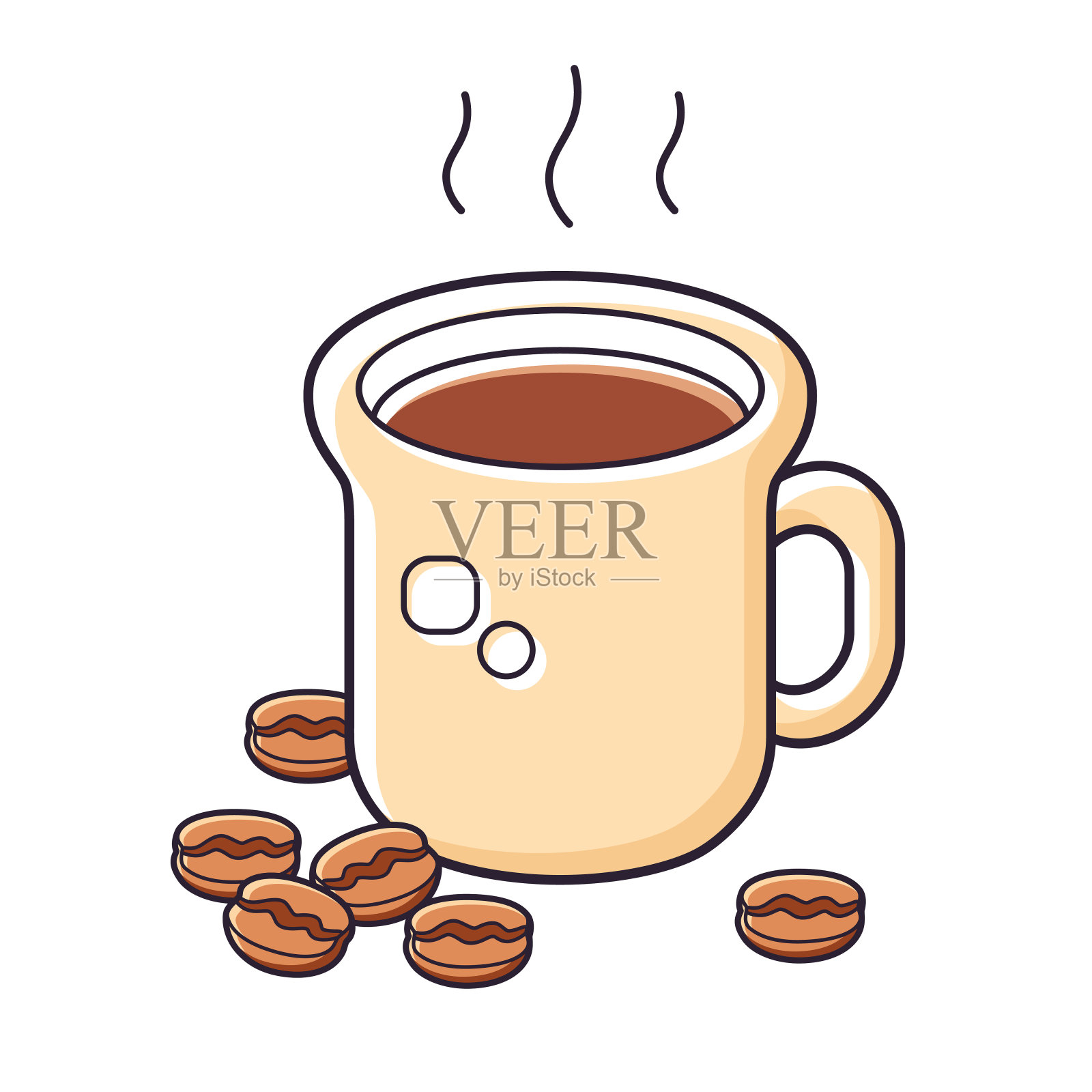 热咖啡杯和豆子设计元素图片