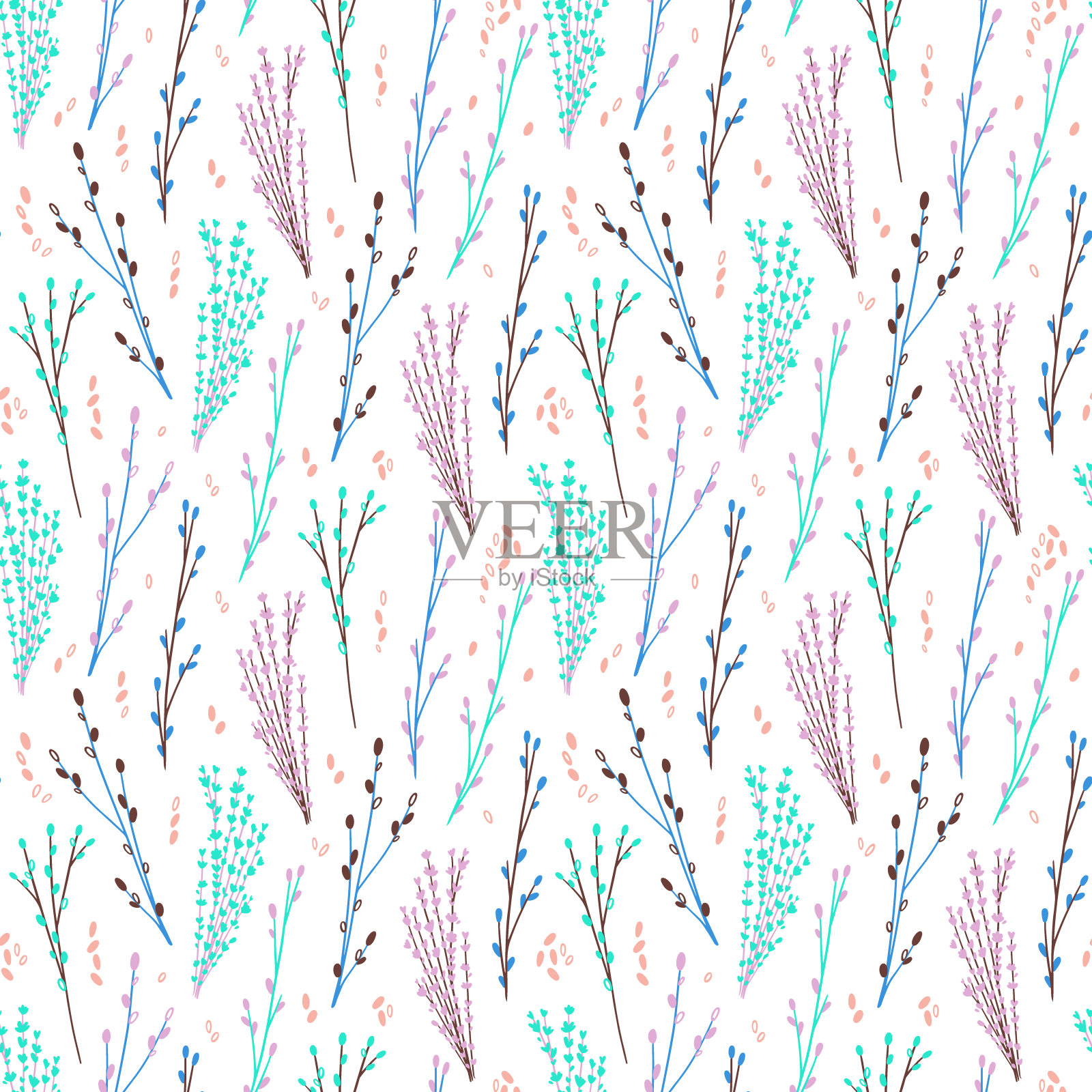 优雅的树枝自然化妆品图案-04插画图片素材