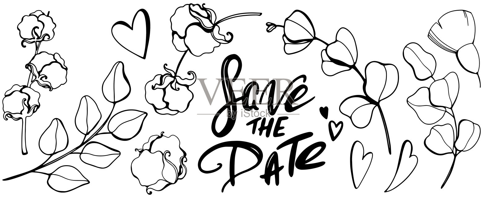 数码艺术可爱的轮廓棉花设计模板素材