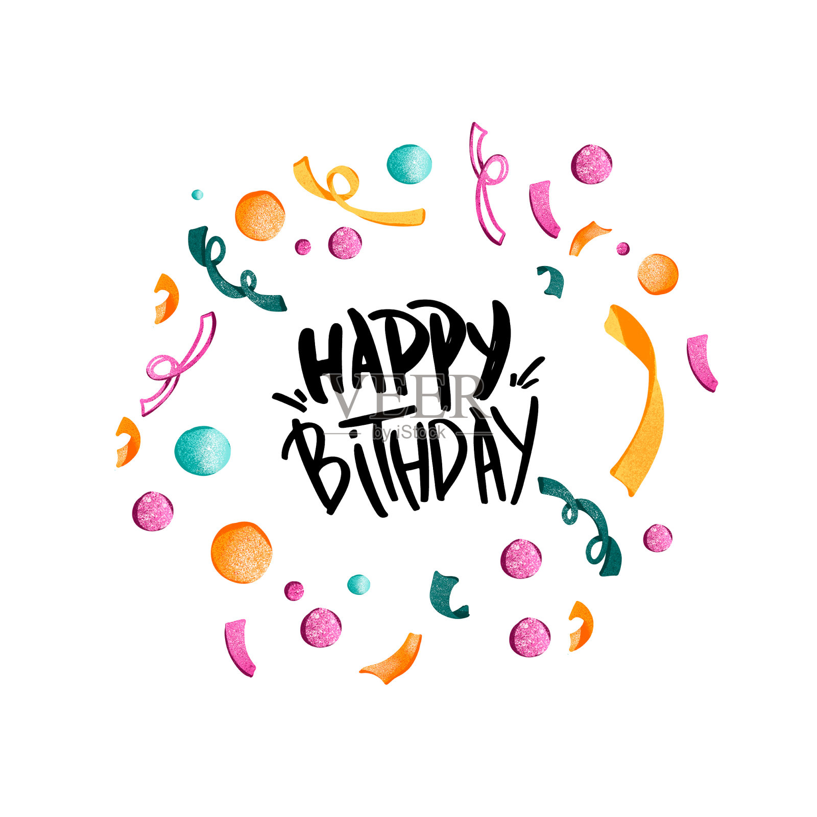 数码艺术可爱亮丽的生日插画图片素材