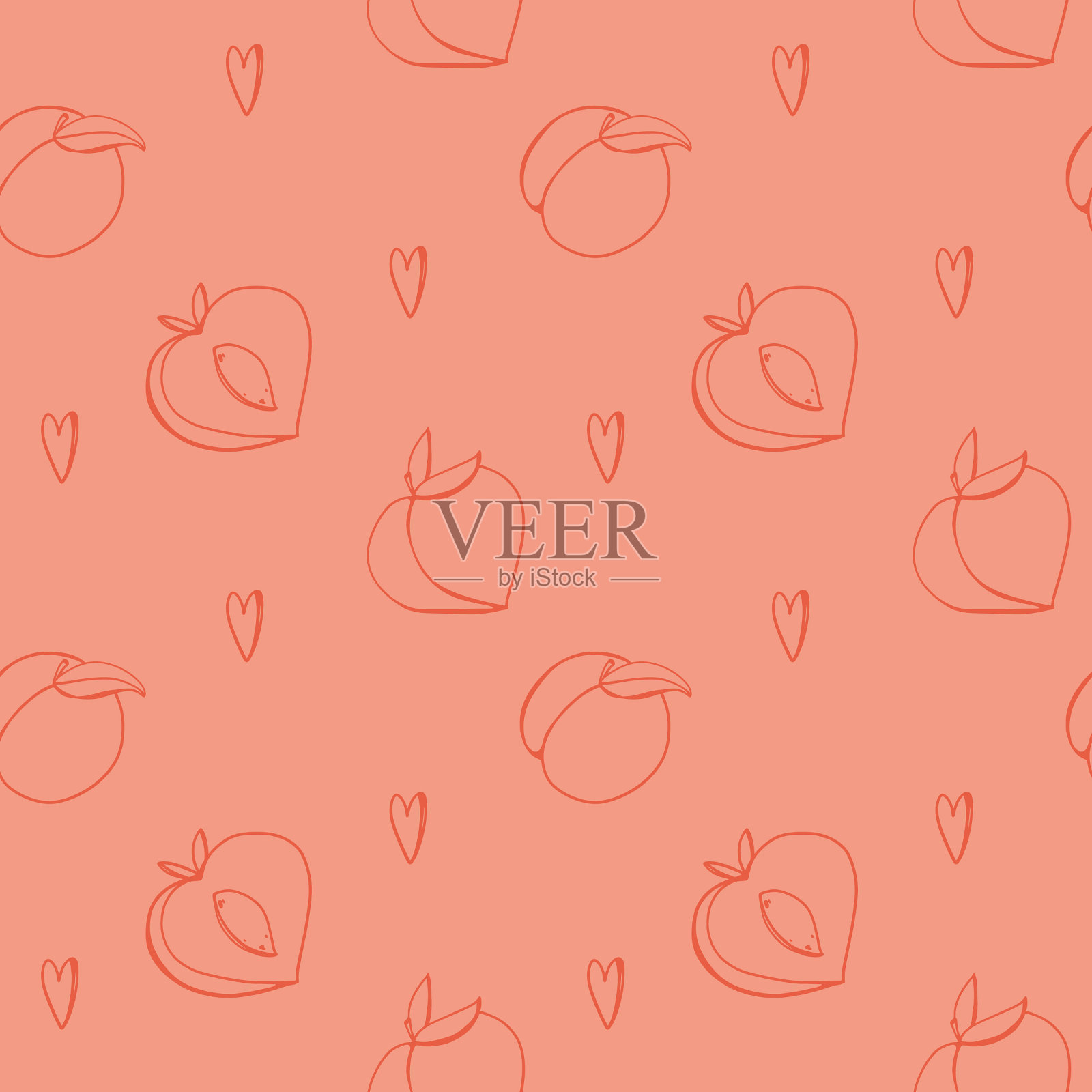 数字艺术可爱的桃子广场插画图片素材