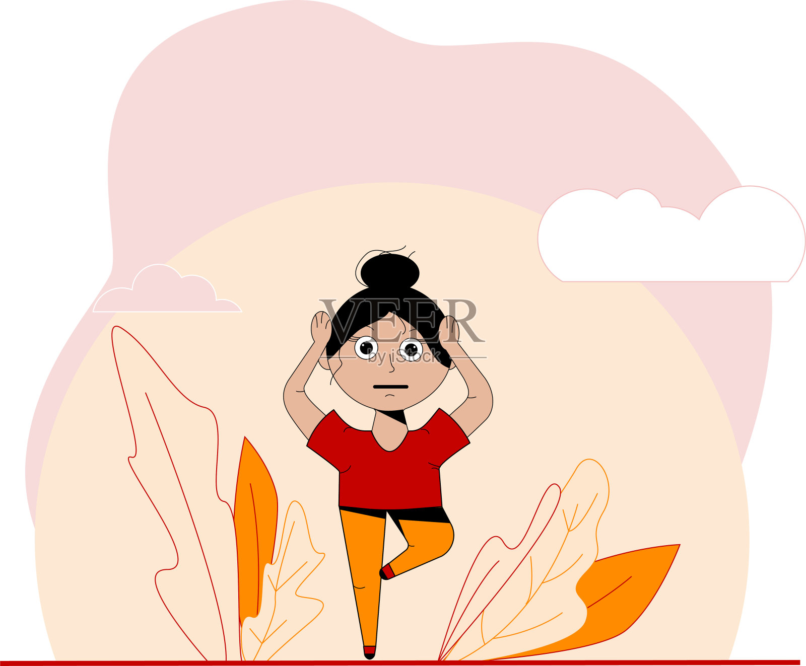 瑜伽为网站或设计提供颜色插画图片素材