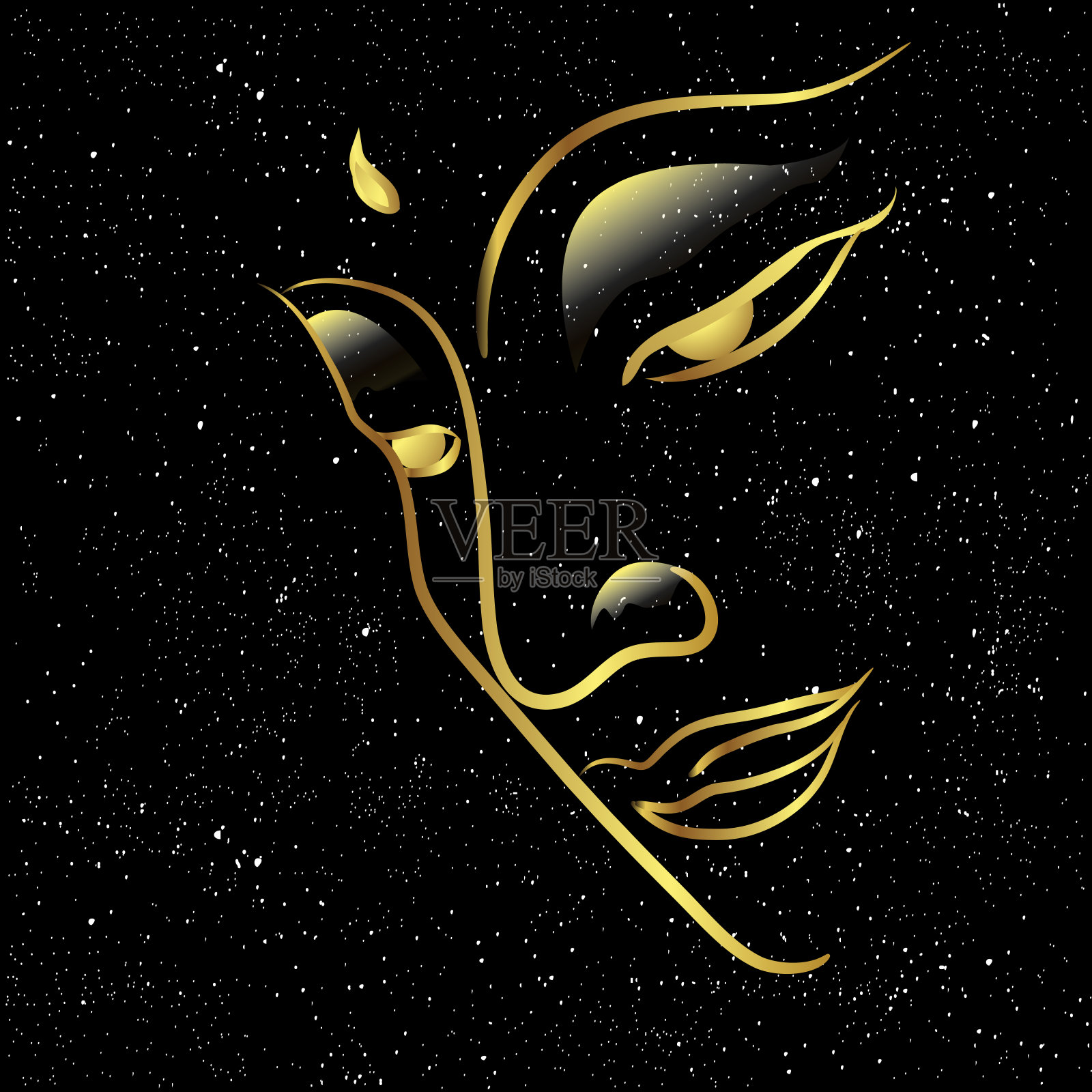 佛陀的脸在太空和银河系插画图片素材