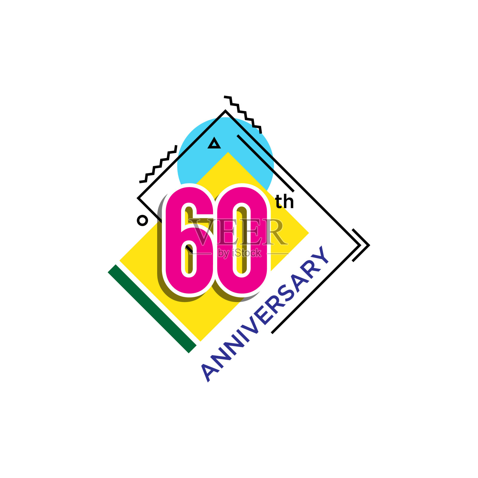 60周年庆典图标矢量股票插图设计模板。插画图片素材