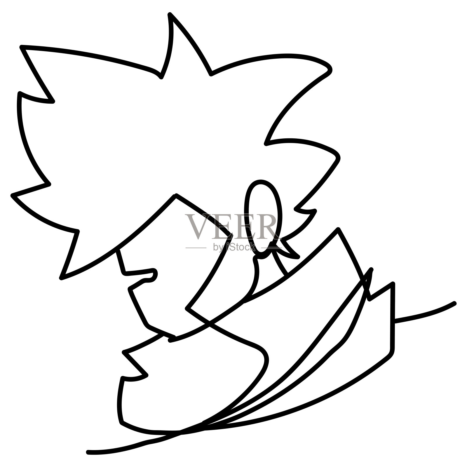 嬉皮士大胡子男子的侧面，连续的线条风格设计元素图片