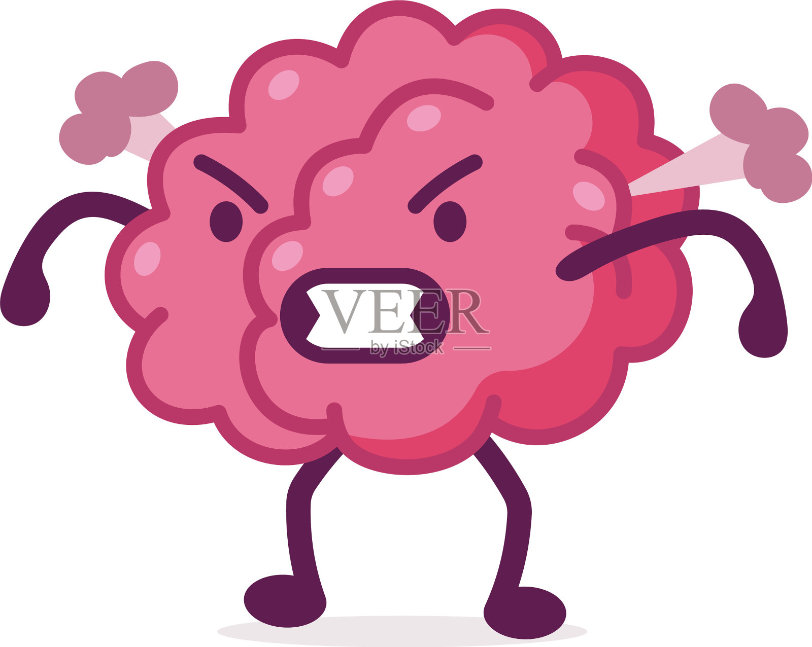 愤怒的粉红脑带着蒸汽从耳朵里吹出来设计元素图片