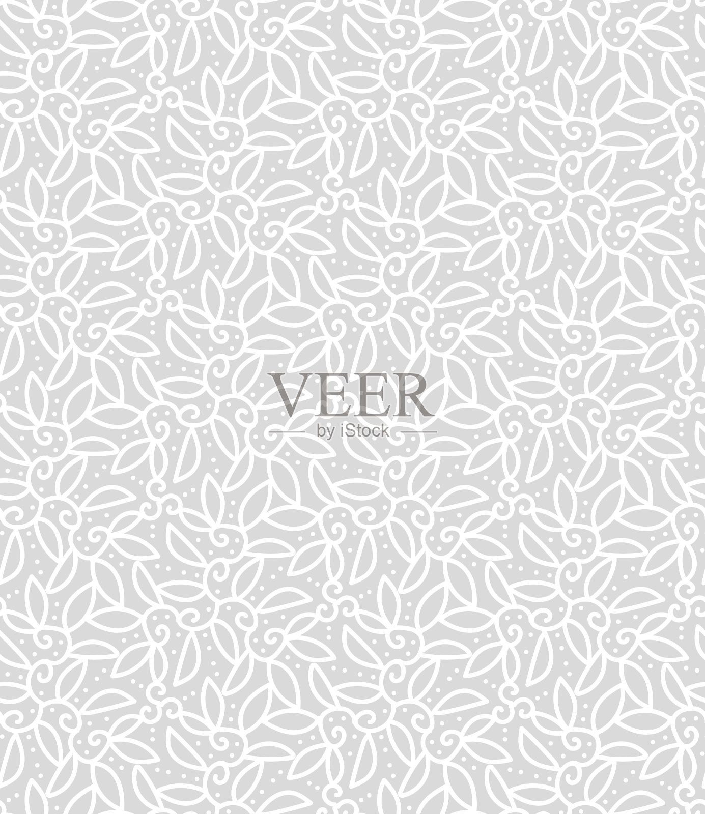 白色植物装饰无缝图案插画图片素材