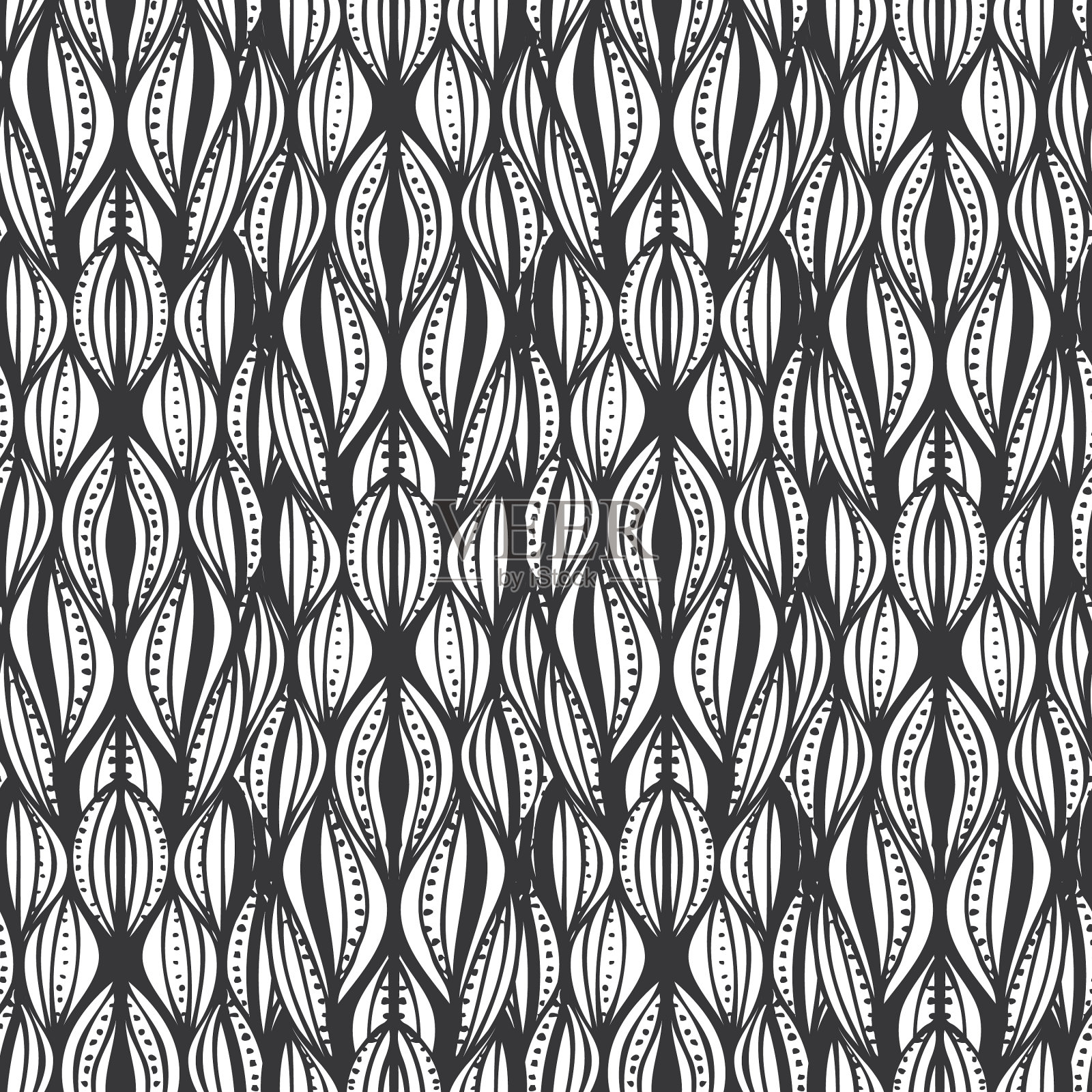 抽象无缝模式与手绘波插画图片素材