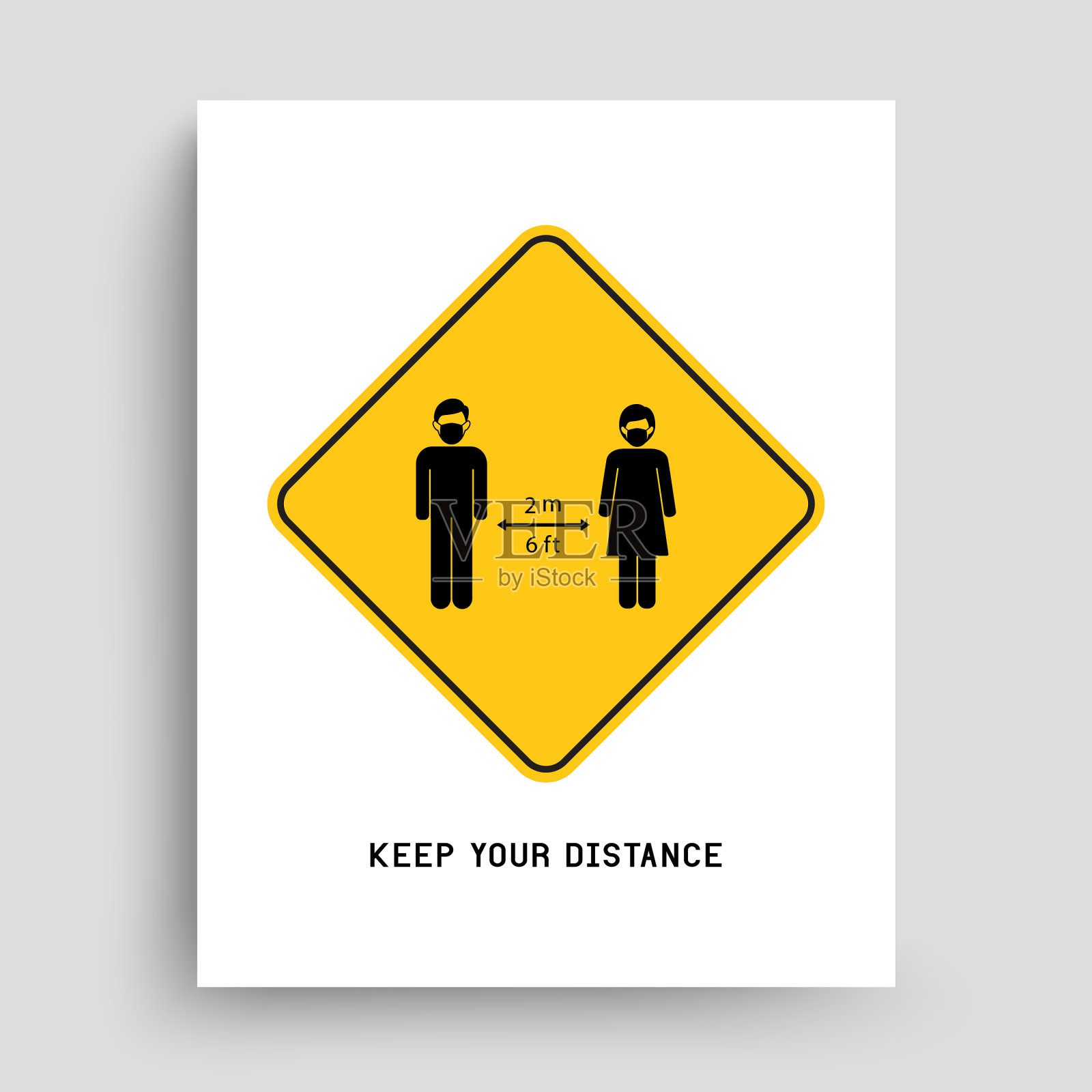 COVID-19冠状病毒图标与社交距离插画图片素材