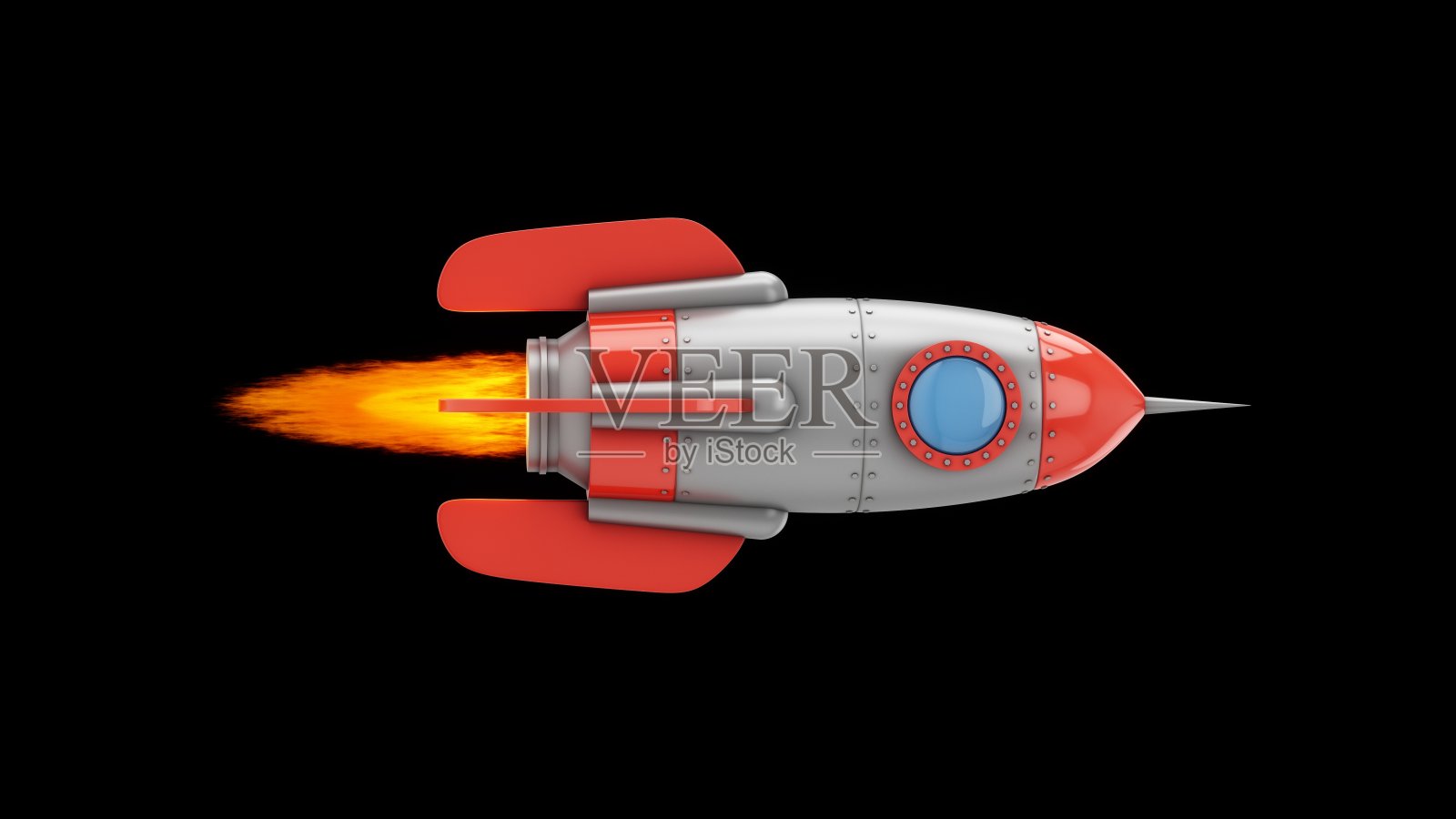 3D渲染火箭飞船孤立的黑色背景照片摄影图片