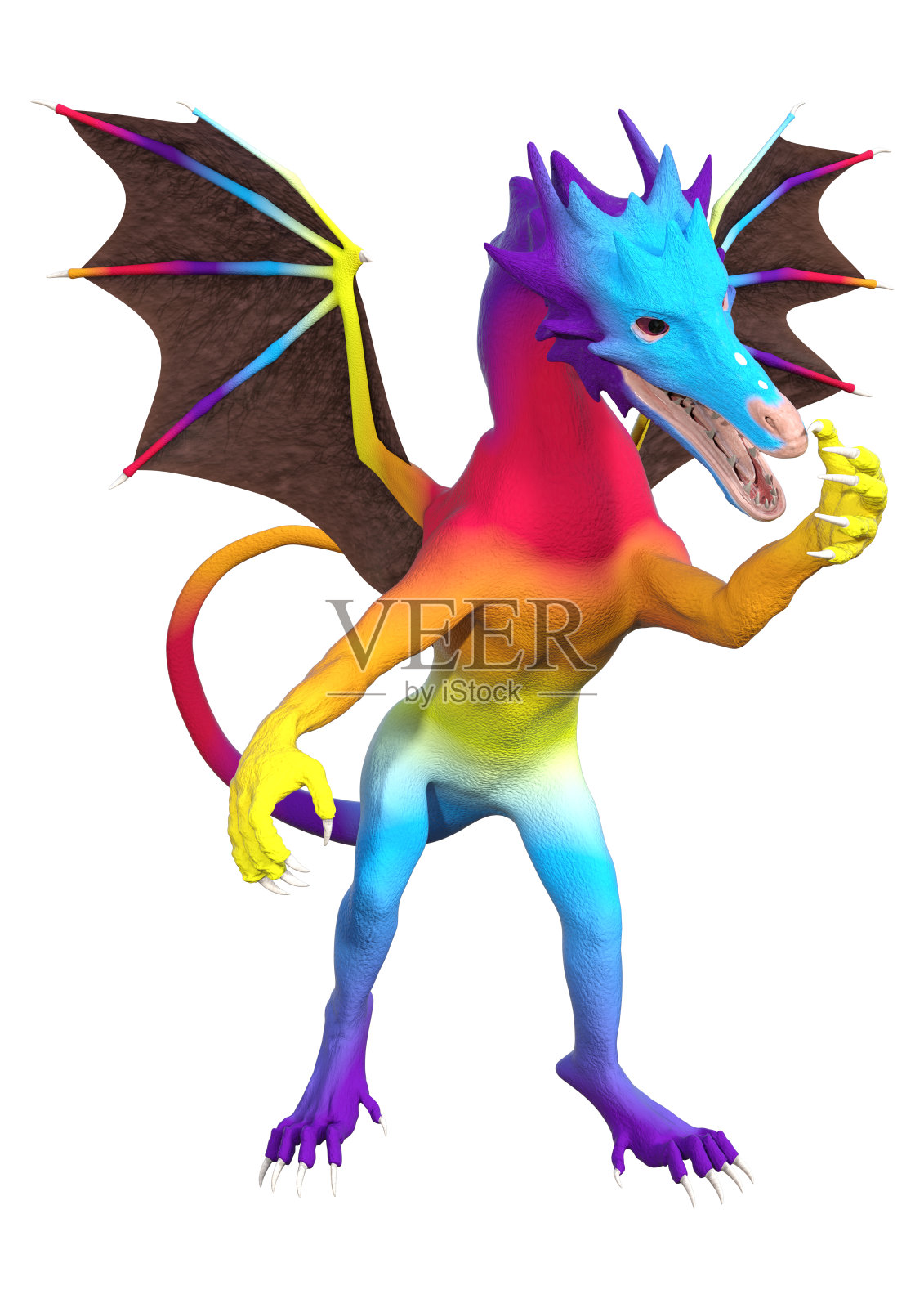3D插图幻想龙在白色照片摄影图片