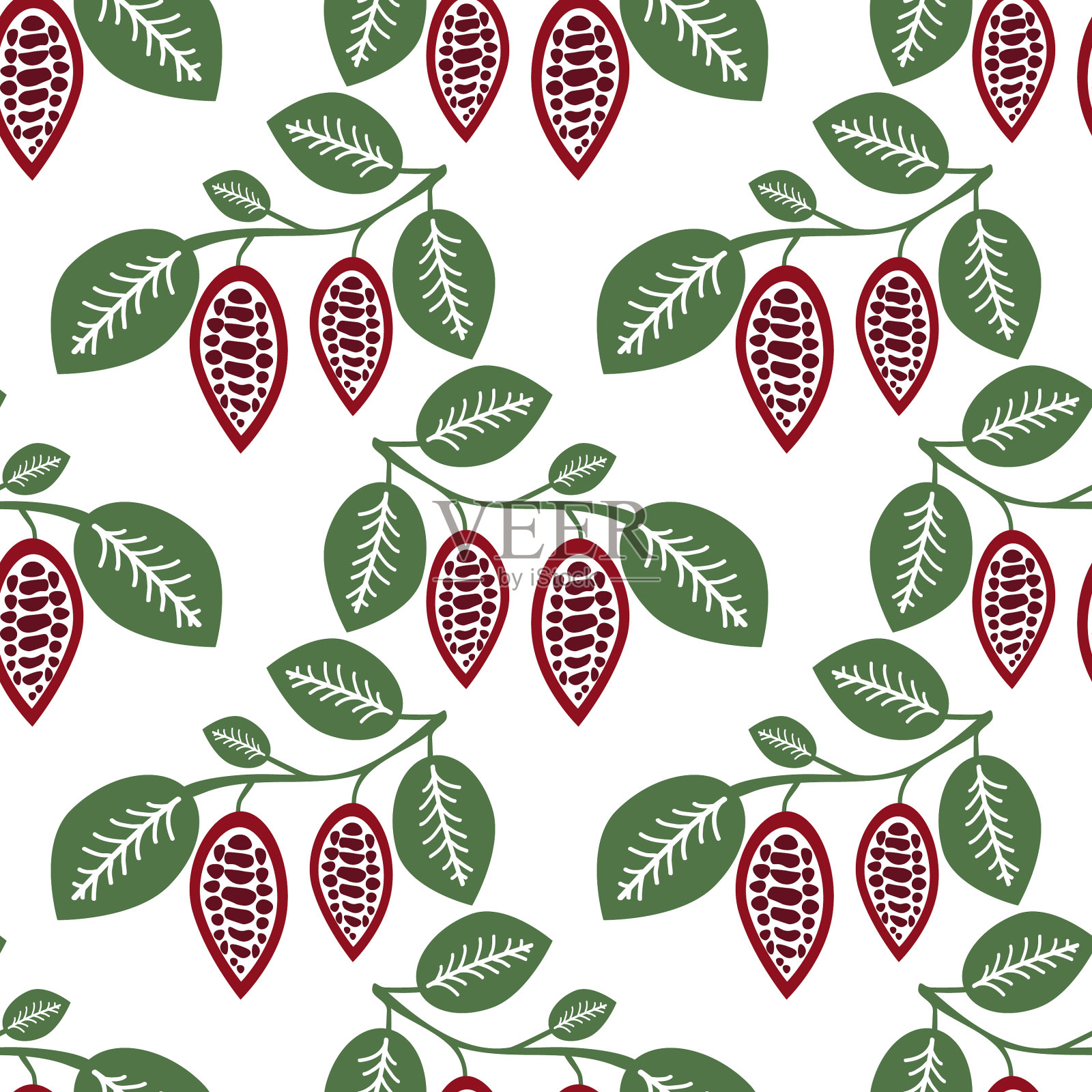 无缝可可分支插画图片素材