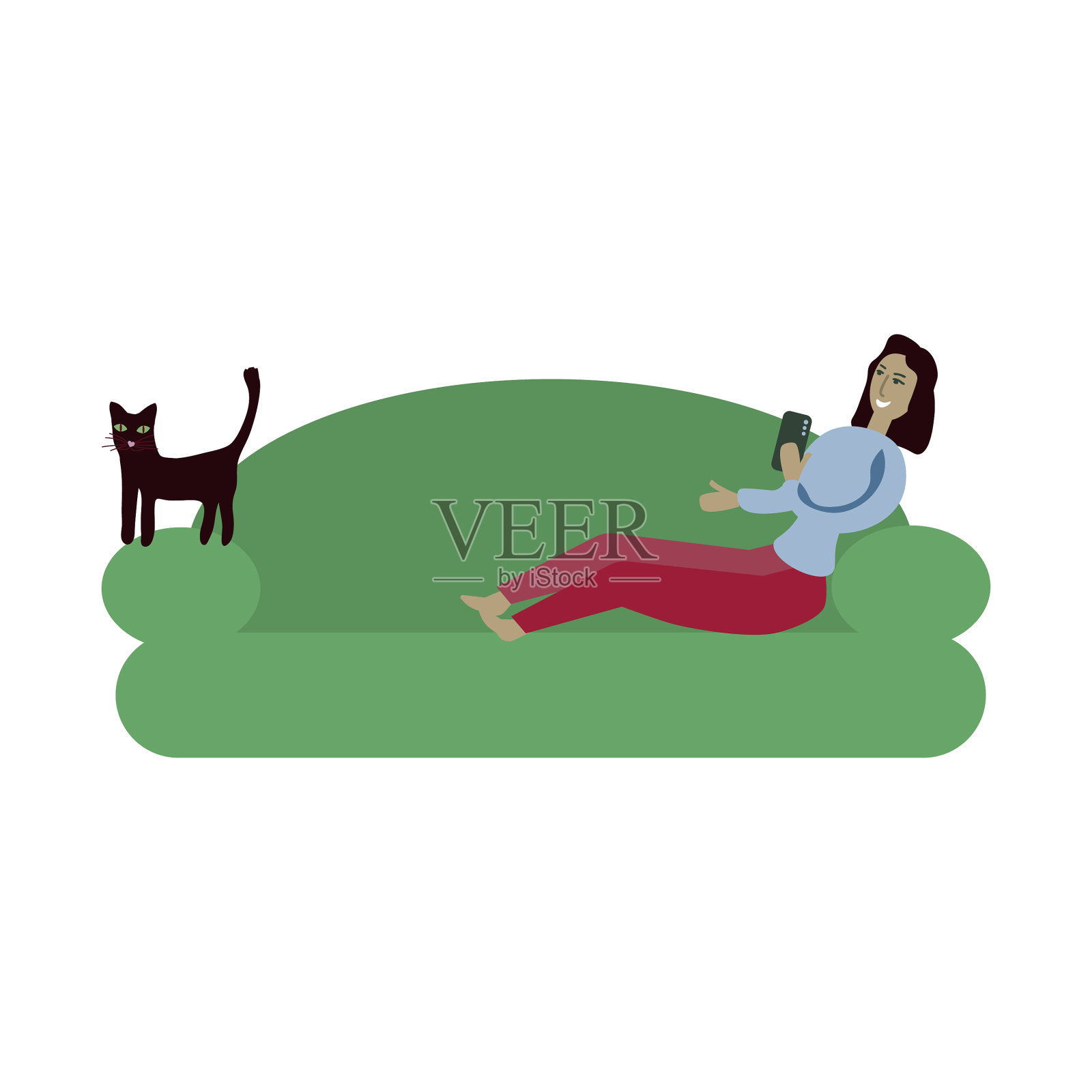 女孩和猫设计元素图片