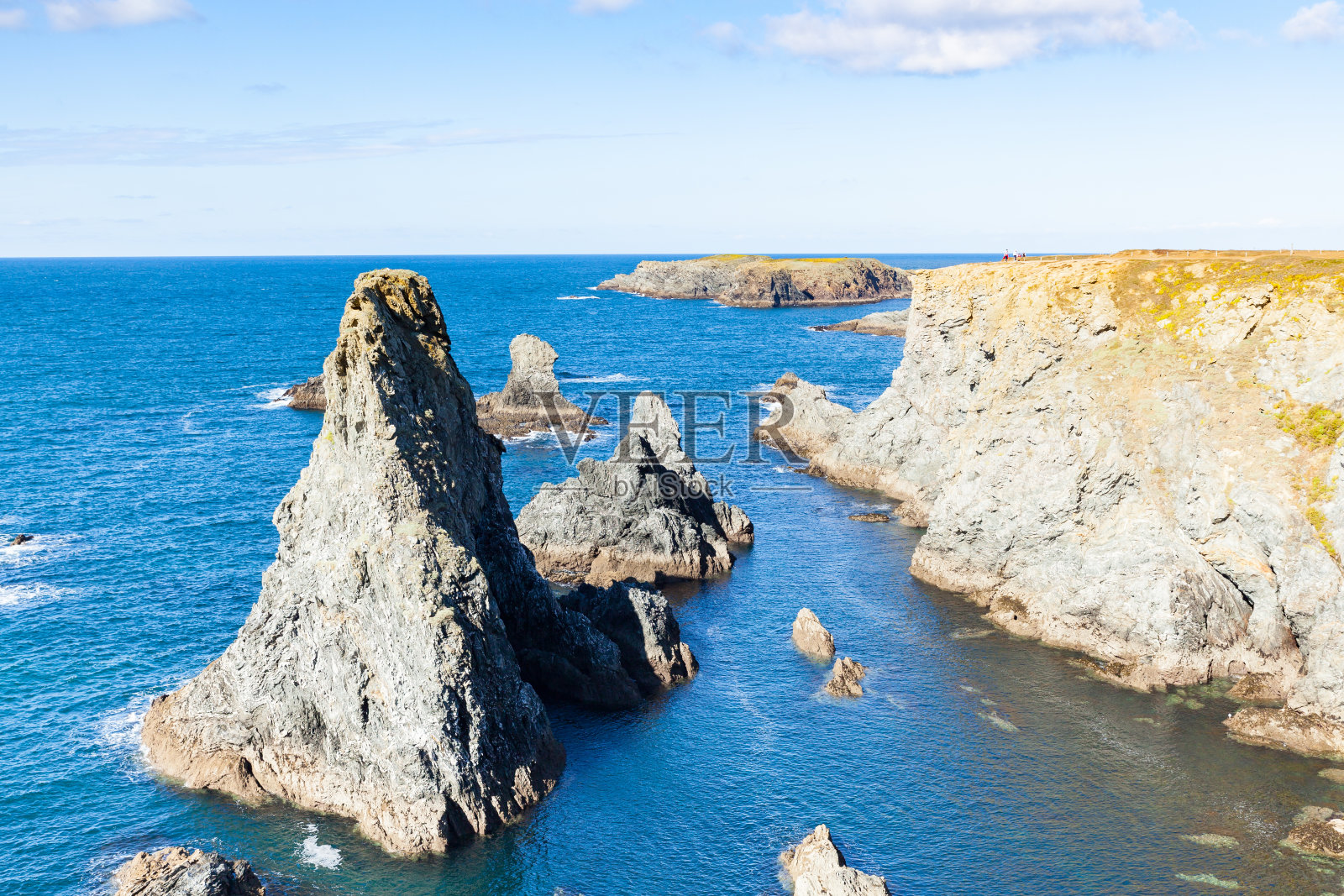 Belle Ile en Mer岛的著名景点，Port-Coton的Needles和悬崖照片摄影图片