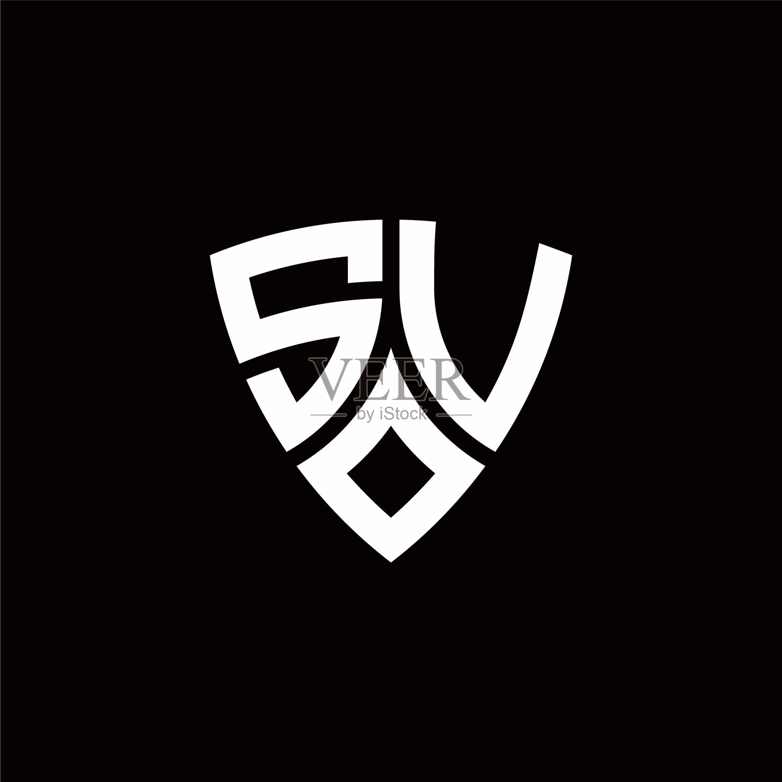 Sv徽标采用现代盾形风格设计插画图片素材