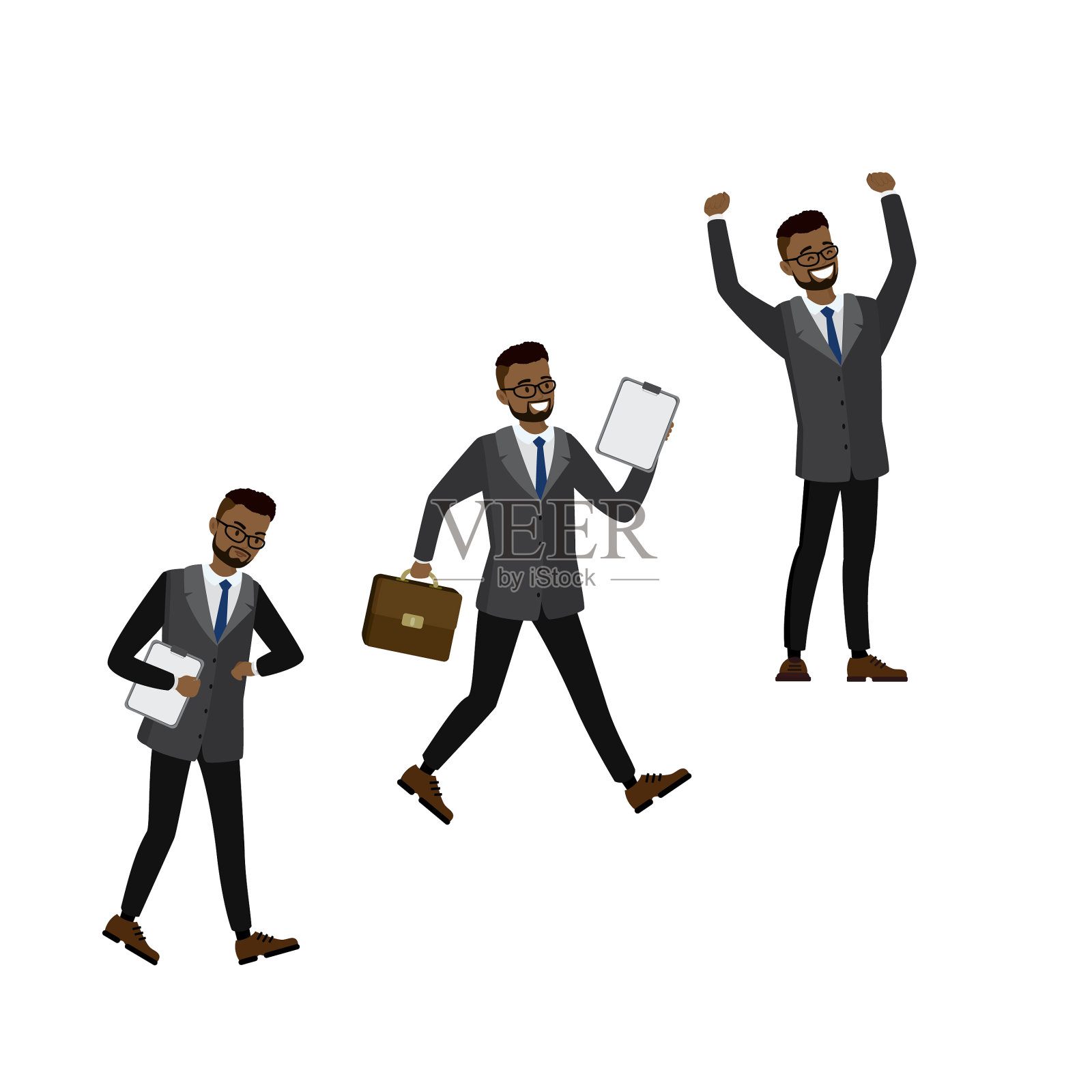 不同姿势的非洲裔美国商人设计元素图片
