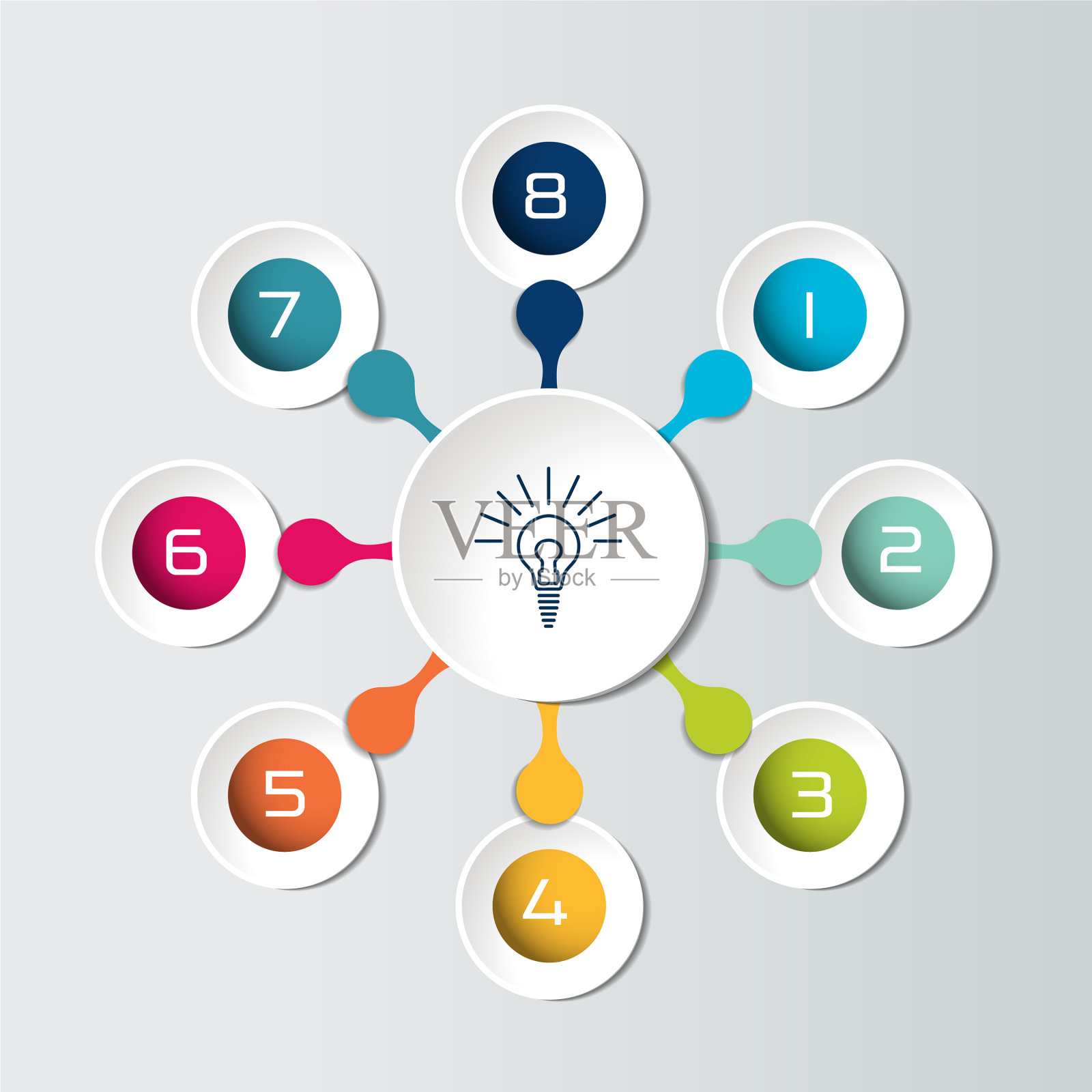 圆信息图8步网流程图插画图片素材