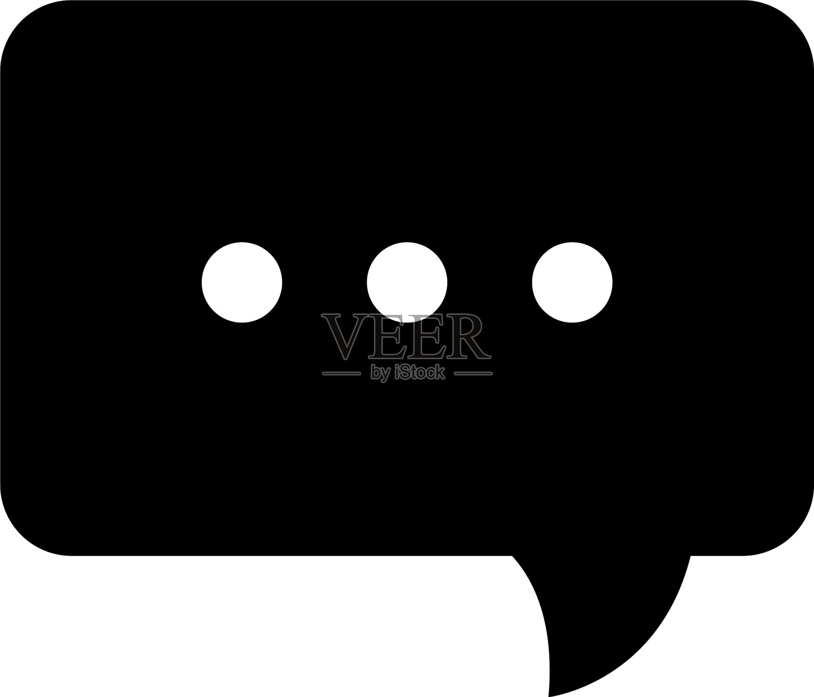 方形语音气泡与点图标在白色图标素材