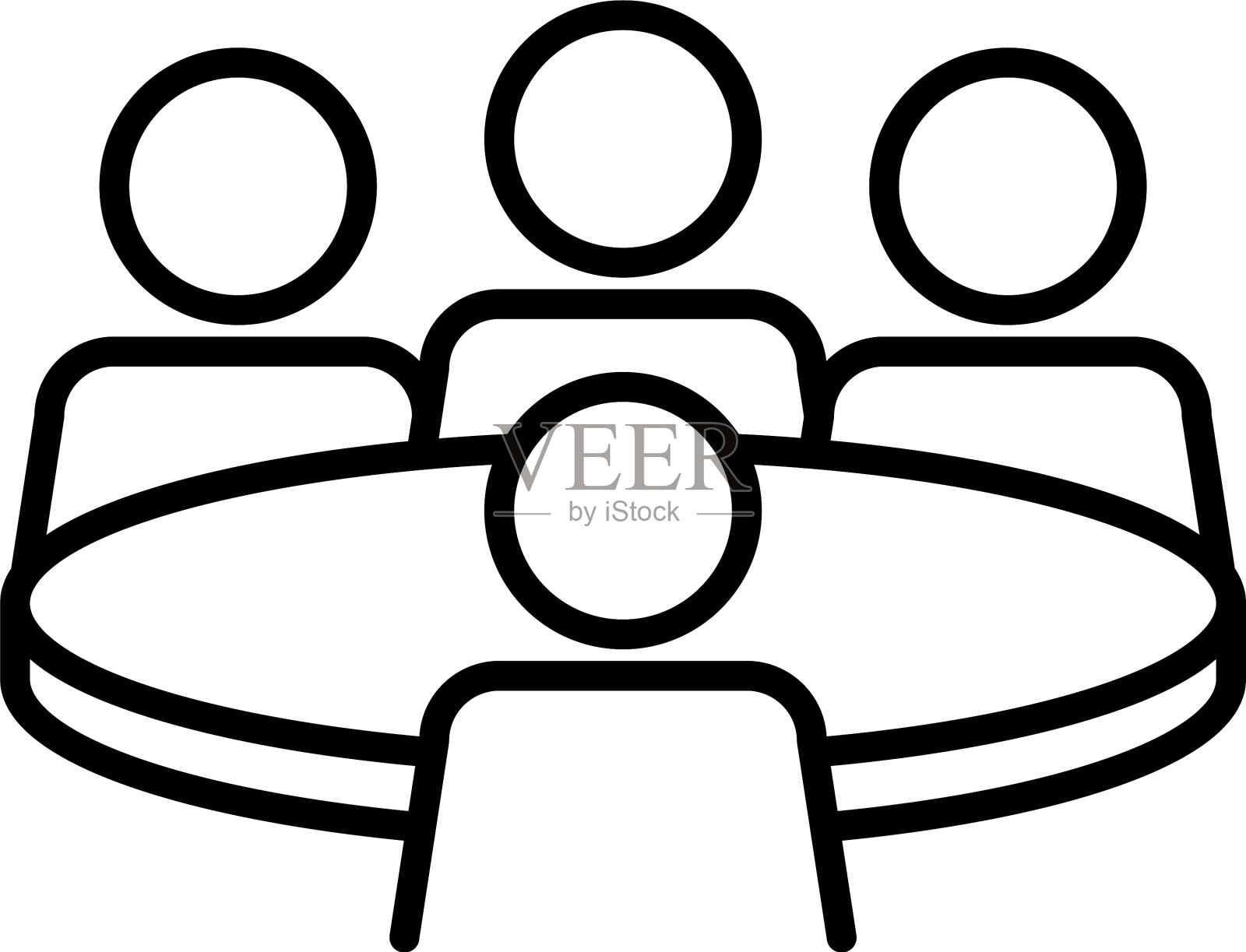 象形人聚在桌边，一行一行设计元素图片