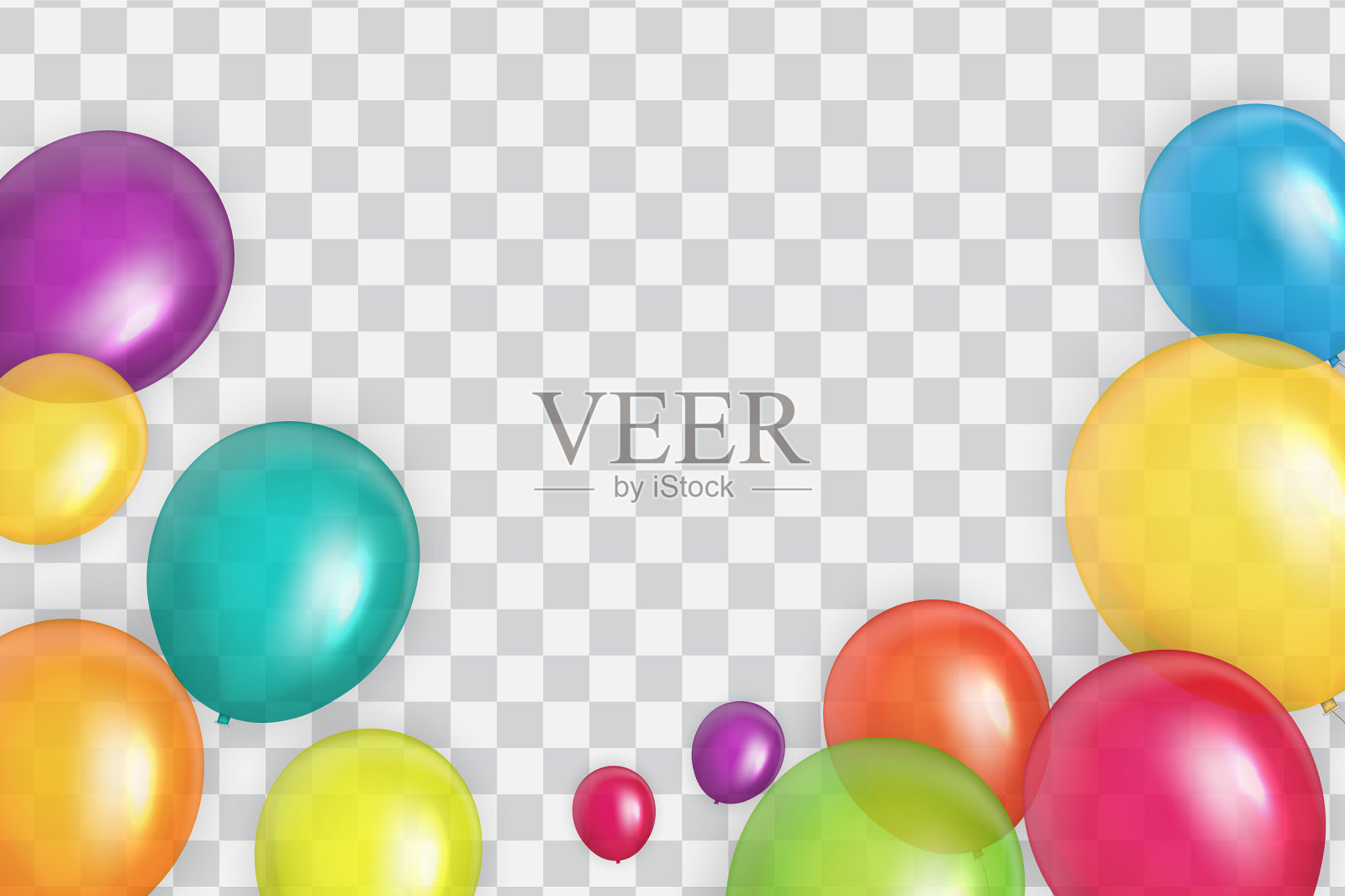 彩色光泽的生日气球横幅插画图片素材