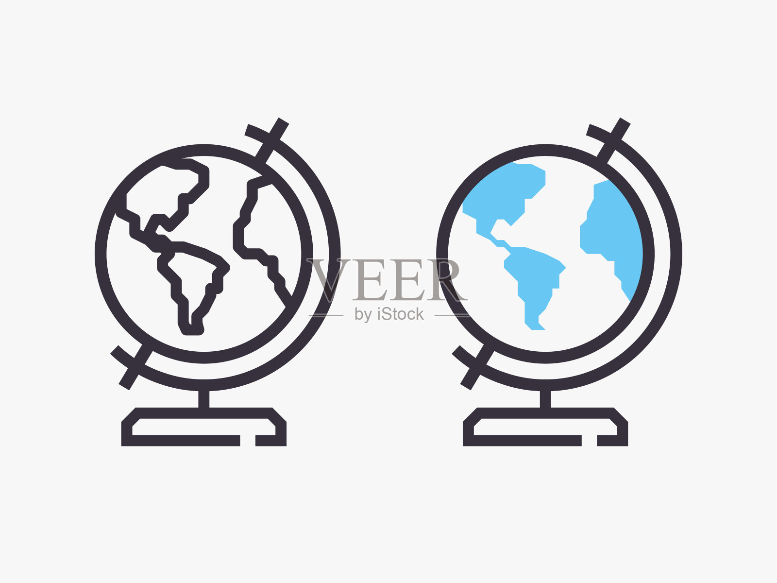 教育全球图标上的白色背景。插画图片素材