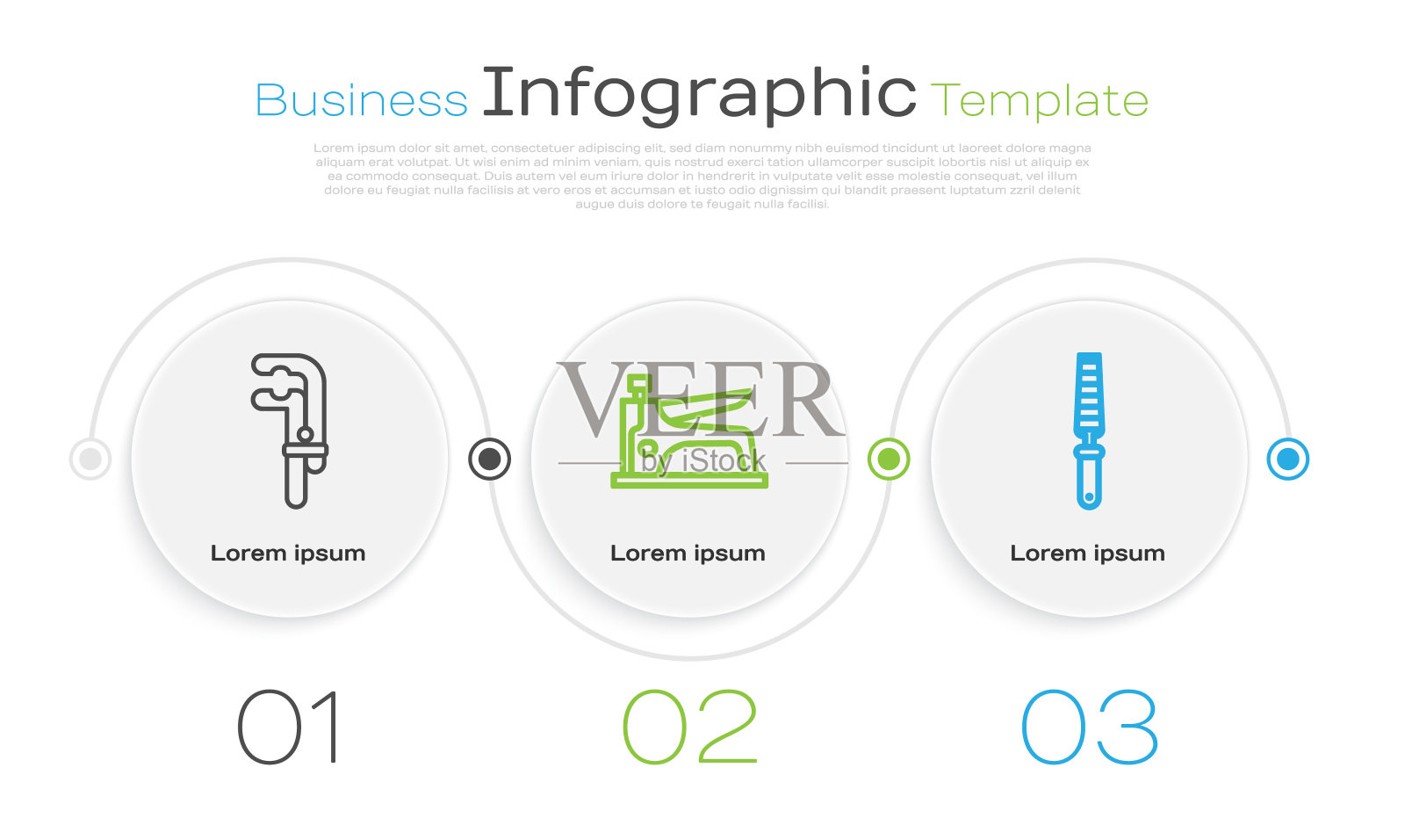 固定线钳，建筑订书机和木工凿刀。业务信息模板。向量设计模板素材