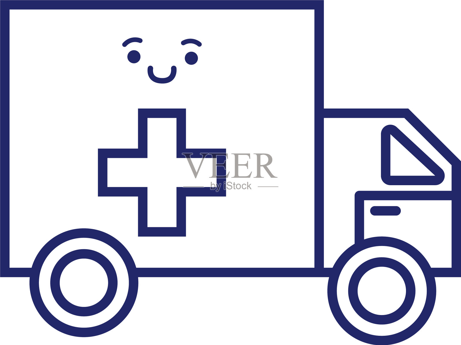 救护车车卡哇伊线风格设计元素图片